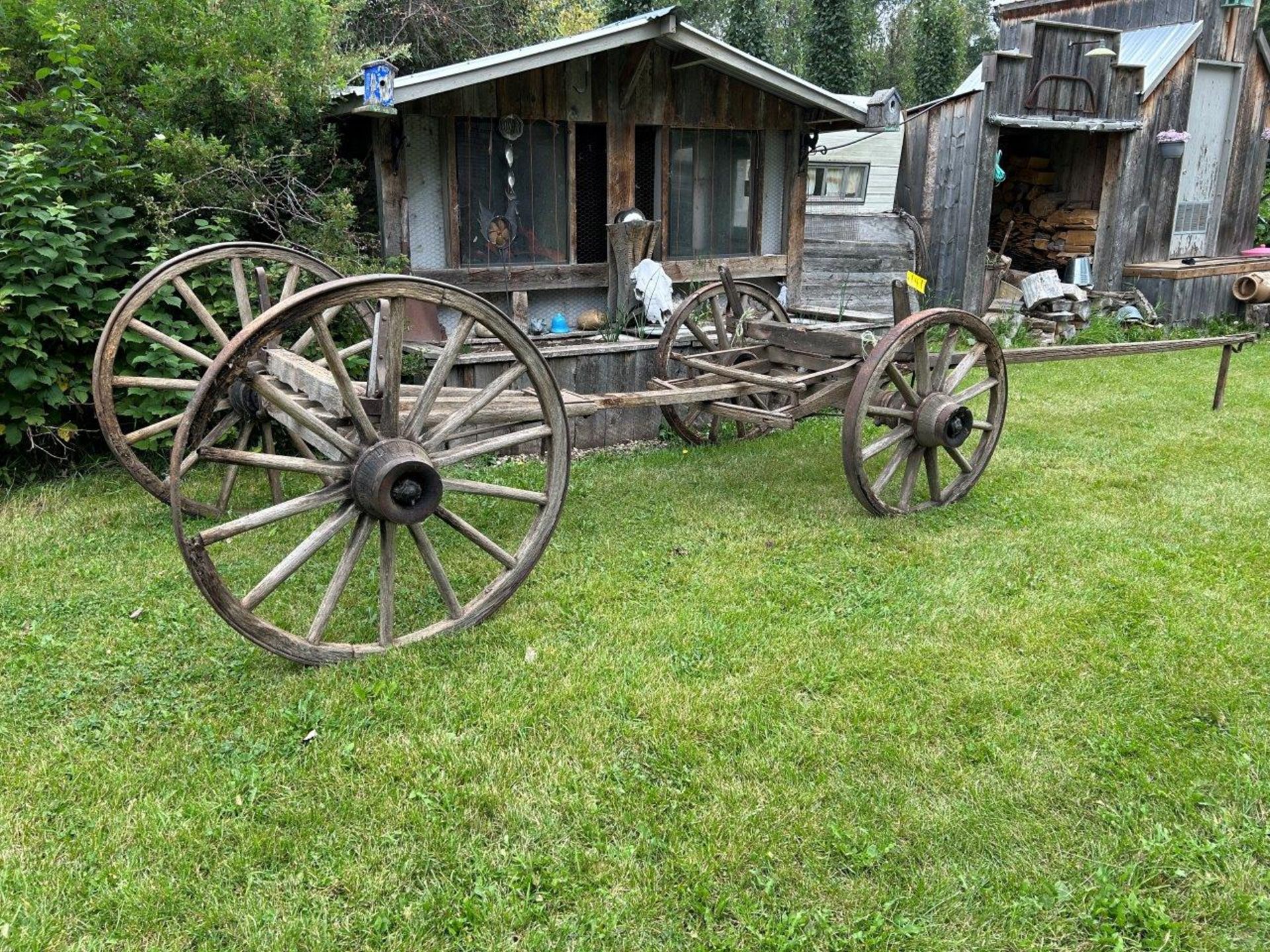 WOODEN WHEEL 4 WHEEL WAGON RUNNING GEAR