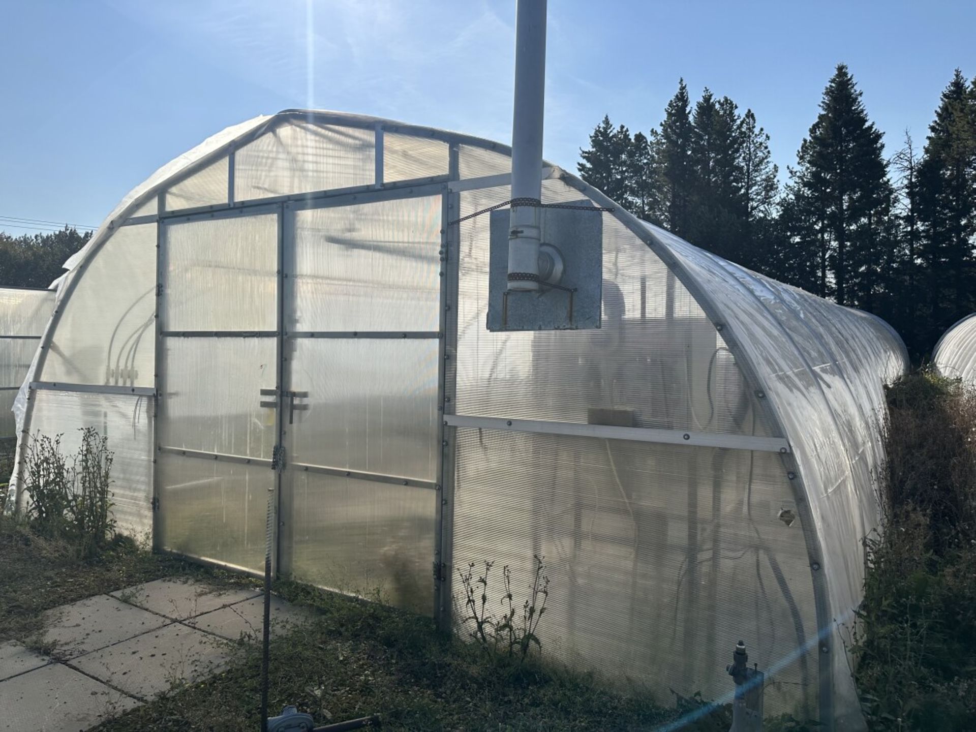 FREESTANDING COLD FRAME GREEN HOUSE W/ NG FURNACE 20FT X 100FT, DRIP IRRIGATION, ETC.