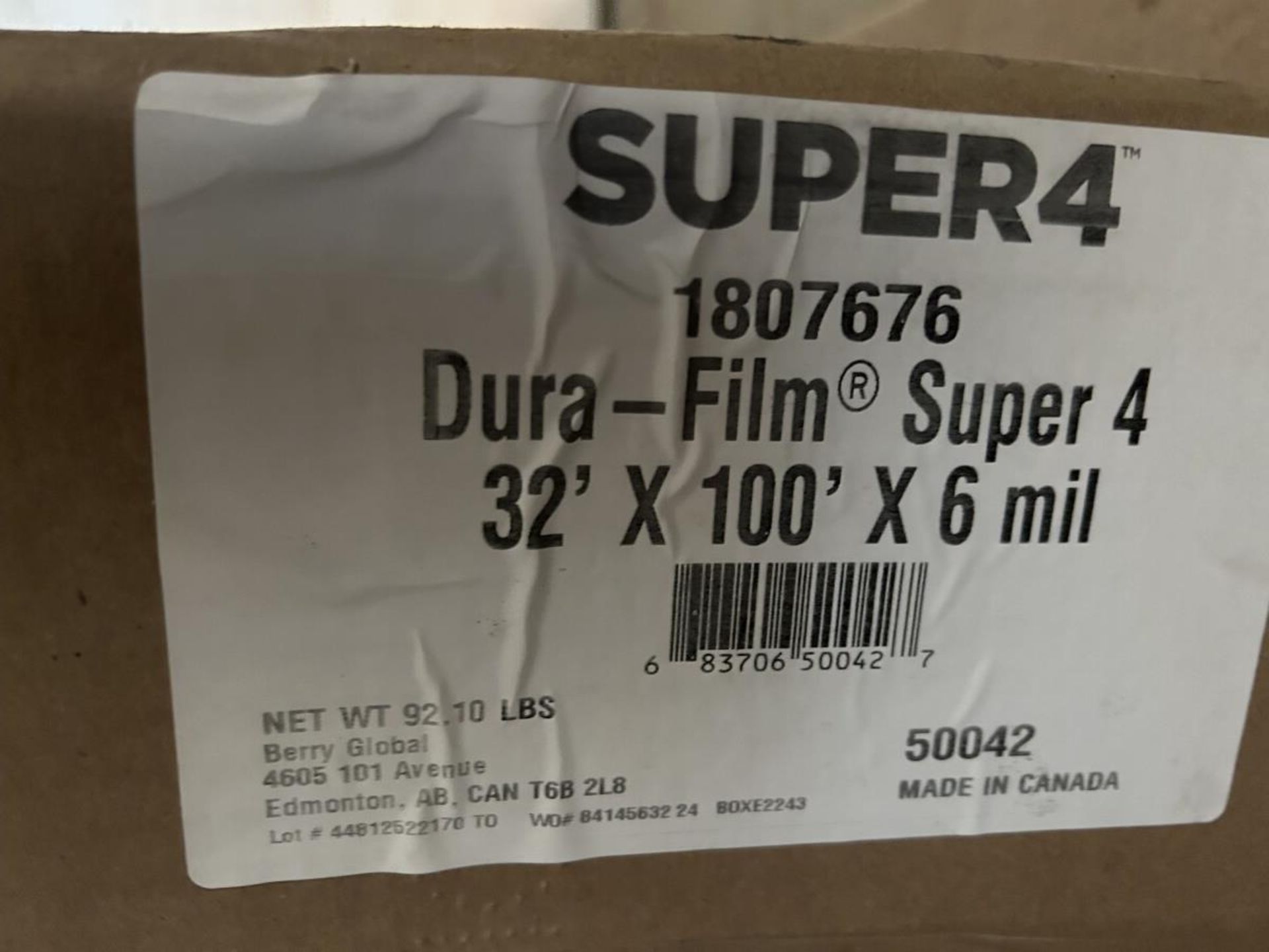 ROLL OF SUPER4 DURA-FILM SUPER 4 6 MIL. POLY 32'X100' & PART ROLL OF POLY VB