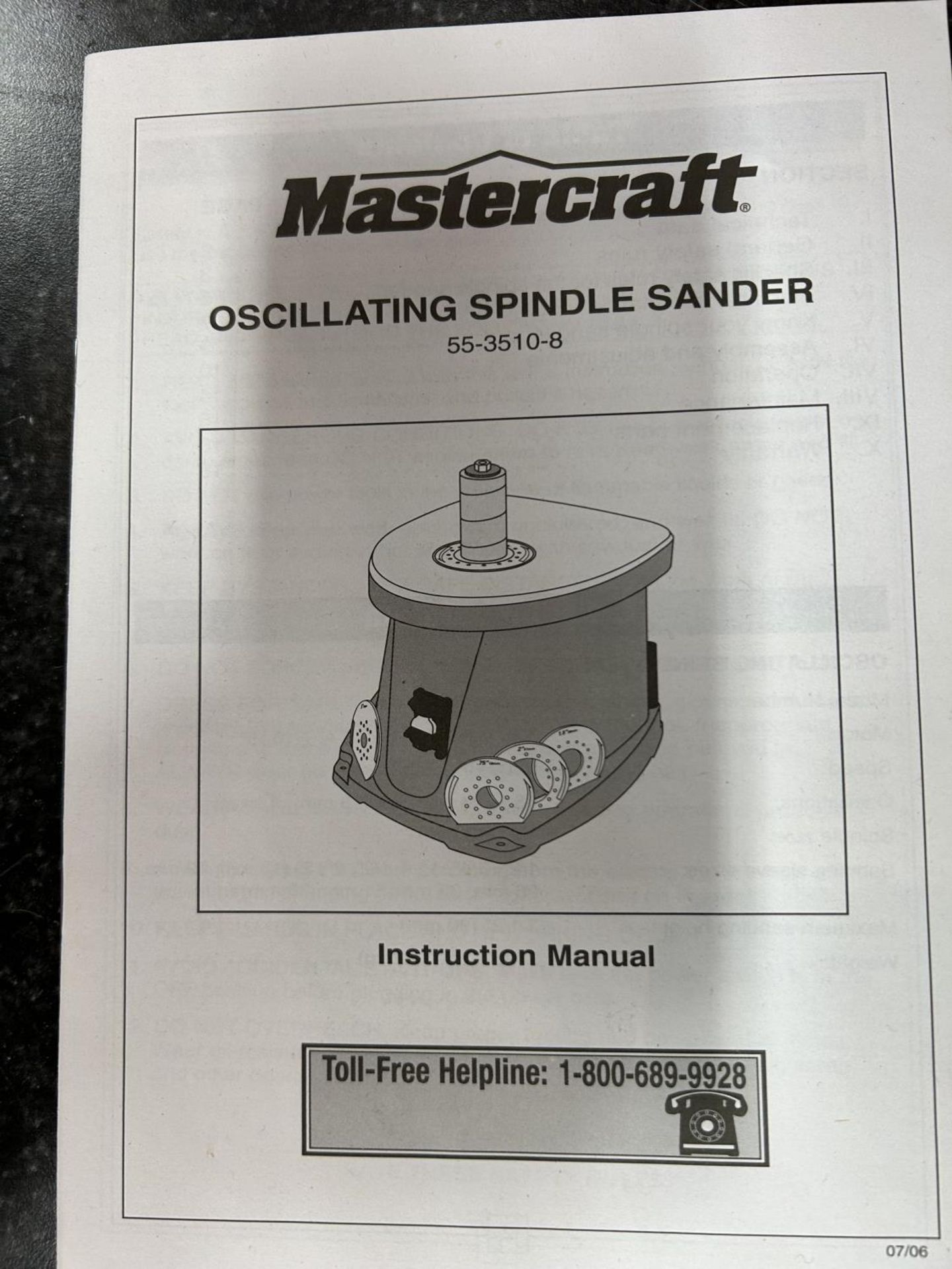 MASTERCRAFT OSCILLATING SPINDLE SANDER ON TABLE - Image 2 of 6