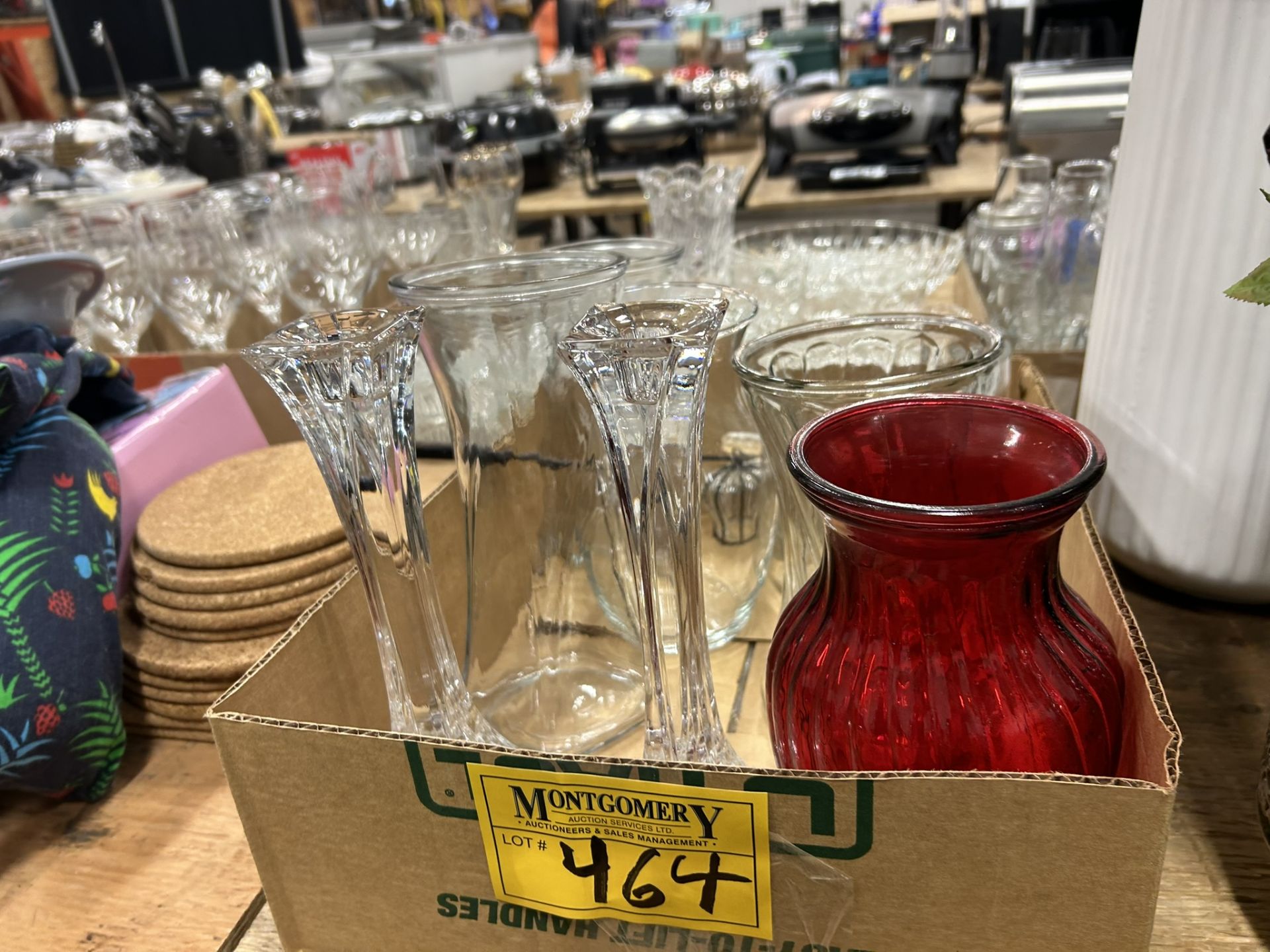 FAUX PLANTS AND VASES, ASSORTED VASES, CANDLE HOLDERS, ETC. - Image 4 of 5