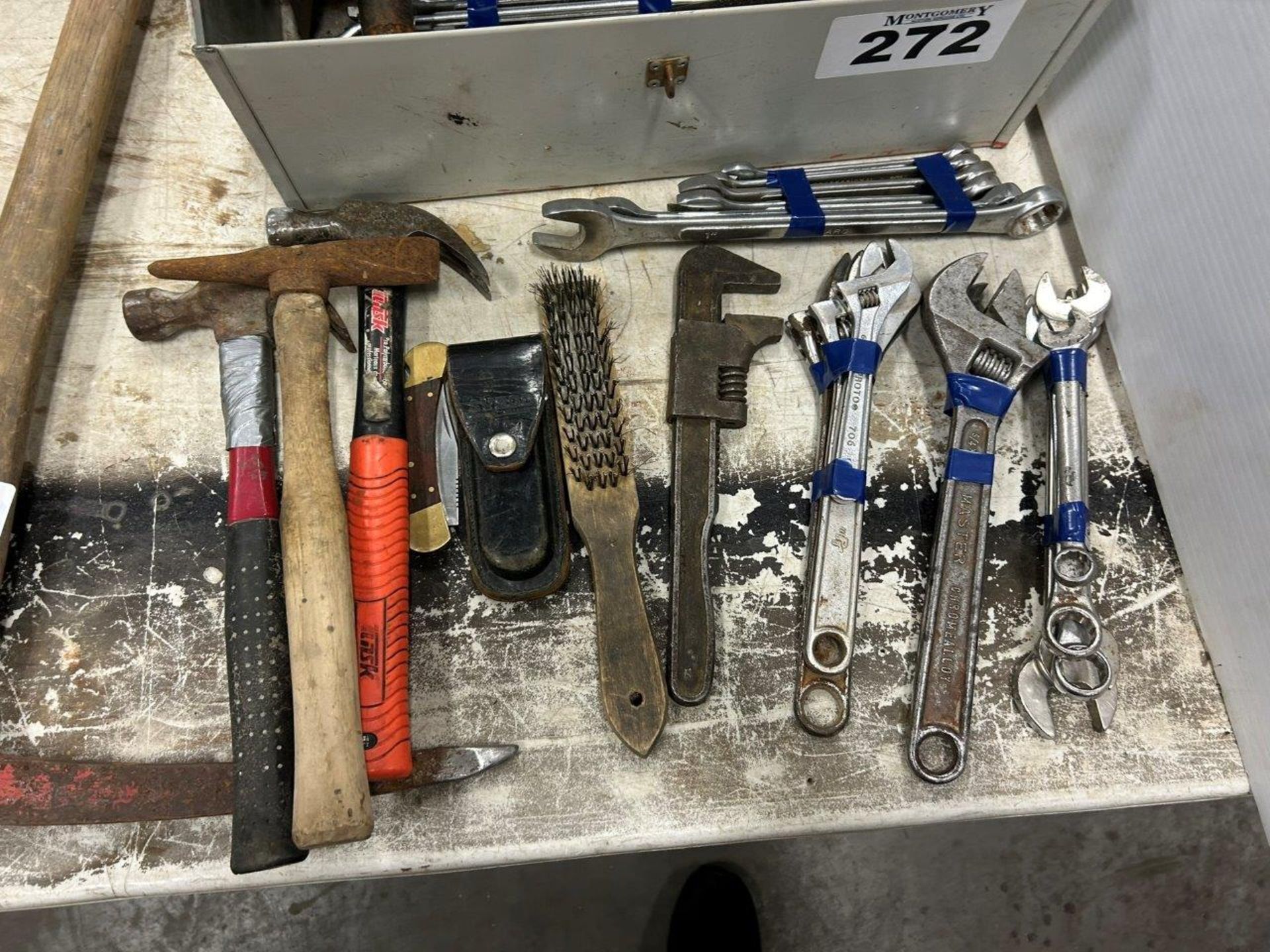 ASSORTED ADJUSTABLE WRENCHES, COMBINATION WRENCHES, HAMMERS, ETC. - Image 3 of 5