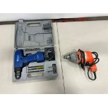 MASTERCRAFT CORDLESS DRILL & BIT SET AND BLACK & DECKER ELEC. DRILL