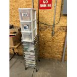 ROLLING STORAGE CABINET AND POLY STORAGE CABINET INCLUDING CONTENTS
