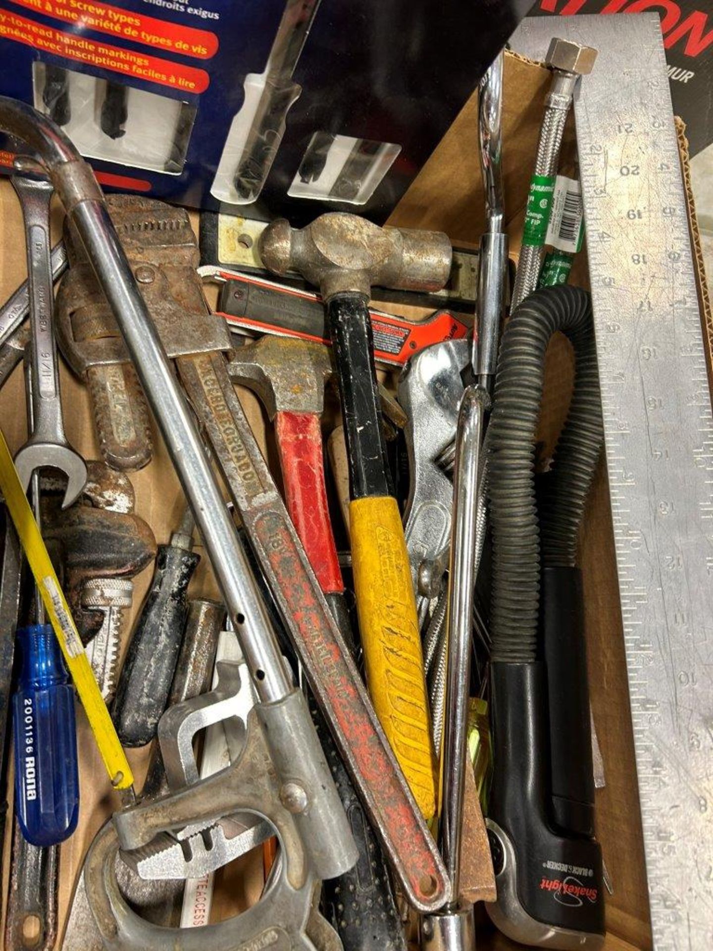 L/O ASSORTED HAND TOOLS, WRENCHES, LEVEL, SCREWDRIVERS, ETC. - Image 4 of 4