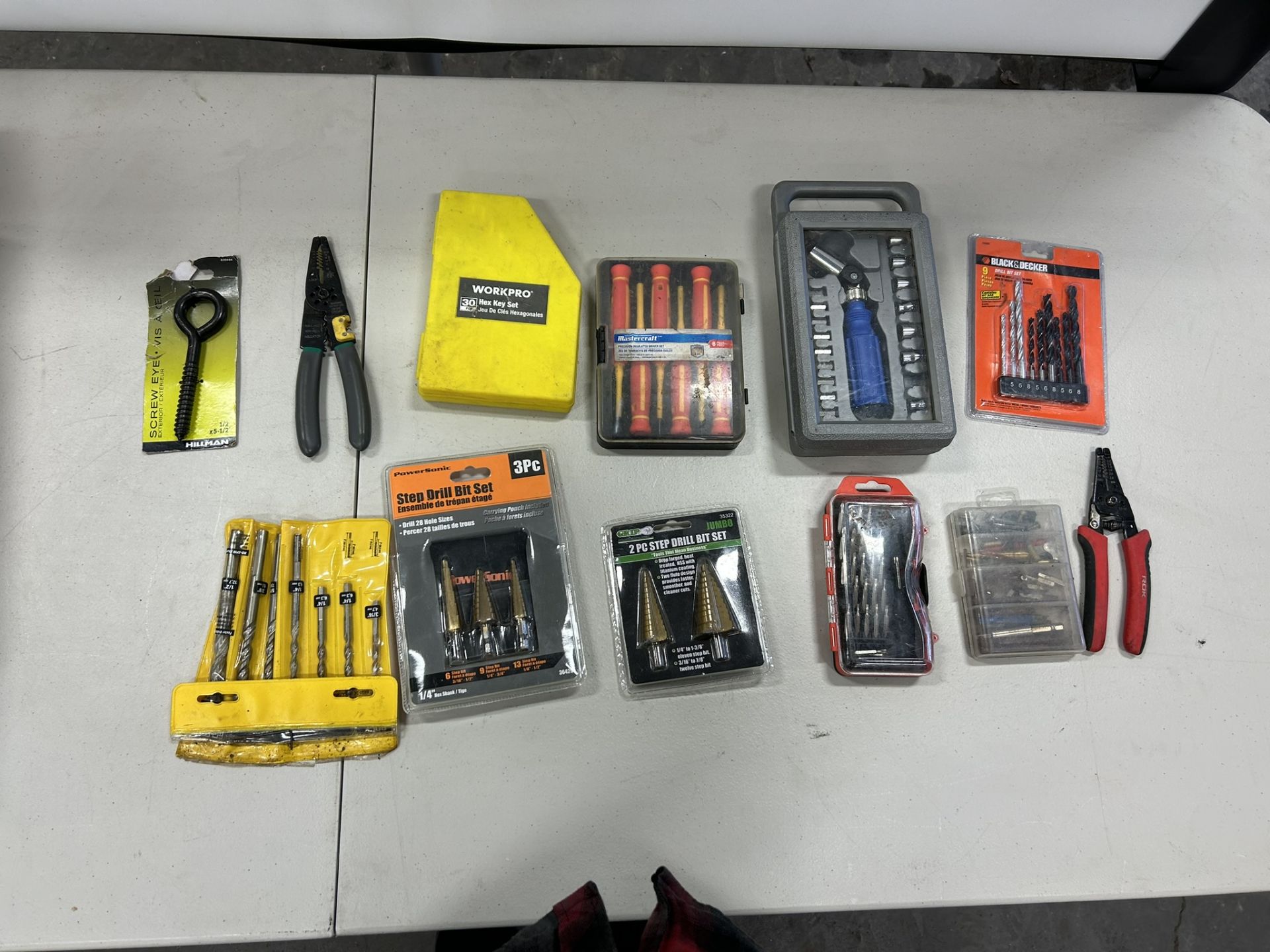 PRECISION DRIVER SET, DRIVER BITS, WIRE STRIPPERS, DRILL BITS, HEX KEYS, ETC.