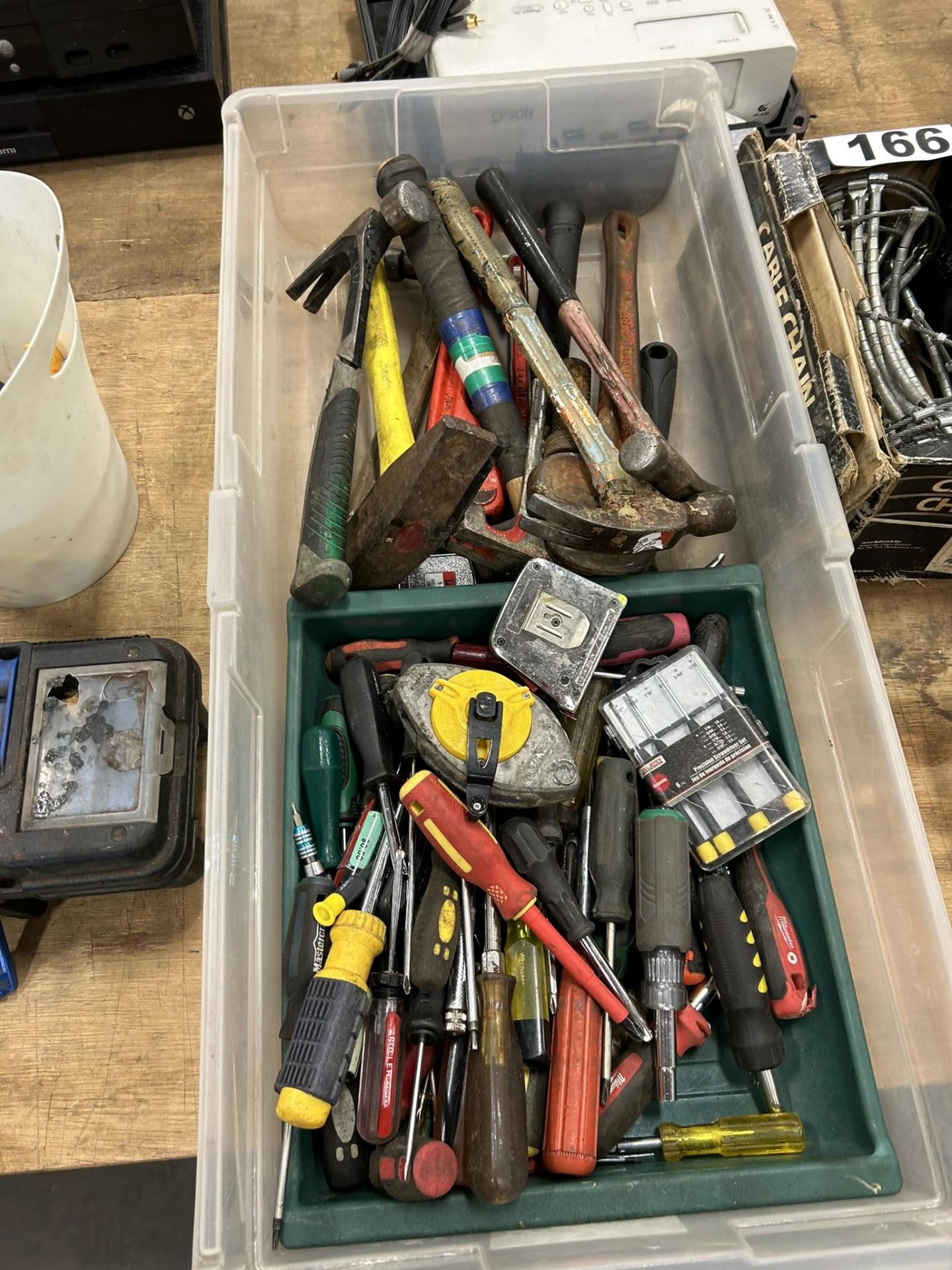 L/O ASSORTED HAMMERS, SCREWDRIVERS, PIPE WRENCHES, ETC.