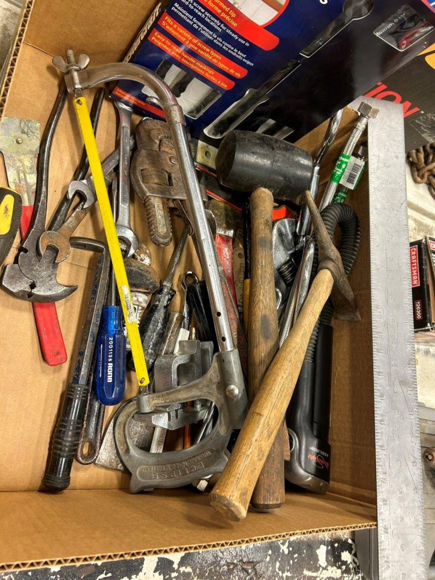 L/O ASSORTED HAND TOOLS, WRENCHES, LEVEL, SCREWDRIVERS, ETC. - Image 2 of 4