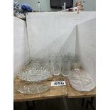 L/O ASSORTED CRYSTAL AND GLASSWARE SERVING DISHES, PLATTERS, ETC.