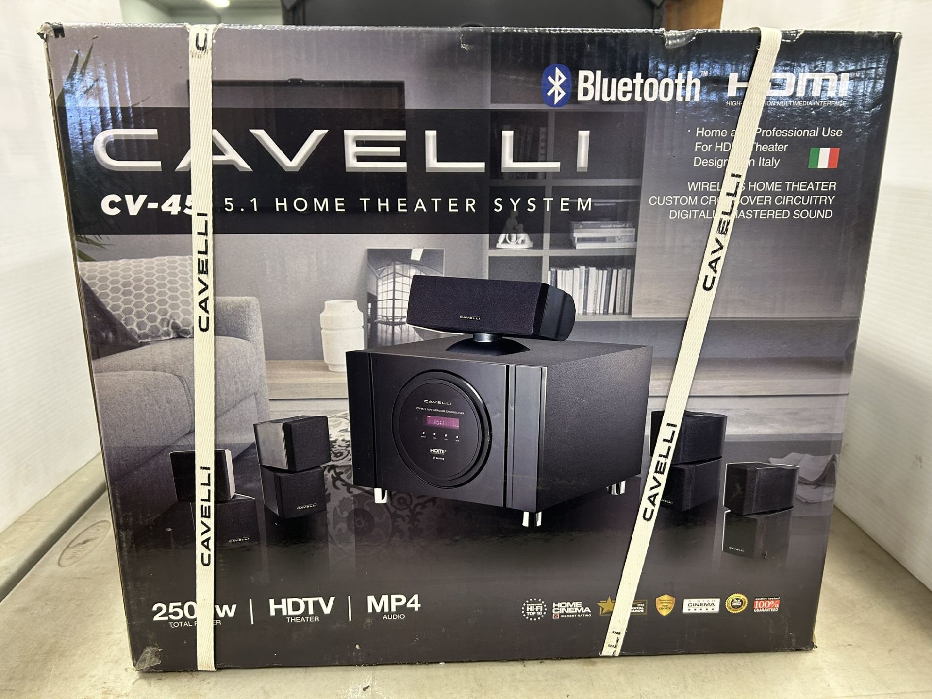 CAVELLI BLUETOOTH HOME THEATER SYSTEM (UNUSED, NEW IN BOX)
