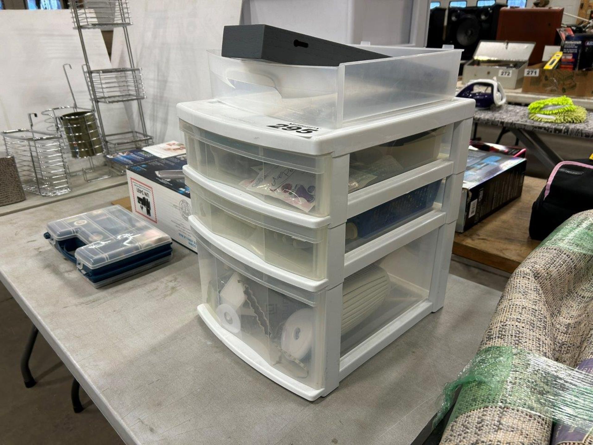 POLY STORAGE CABINET INCLUDING CONTENTS