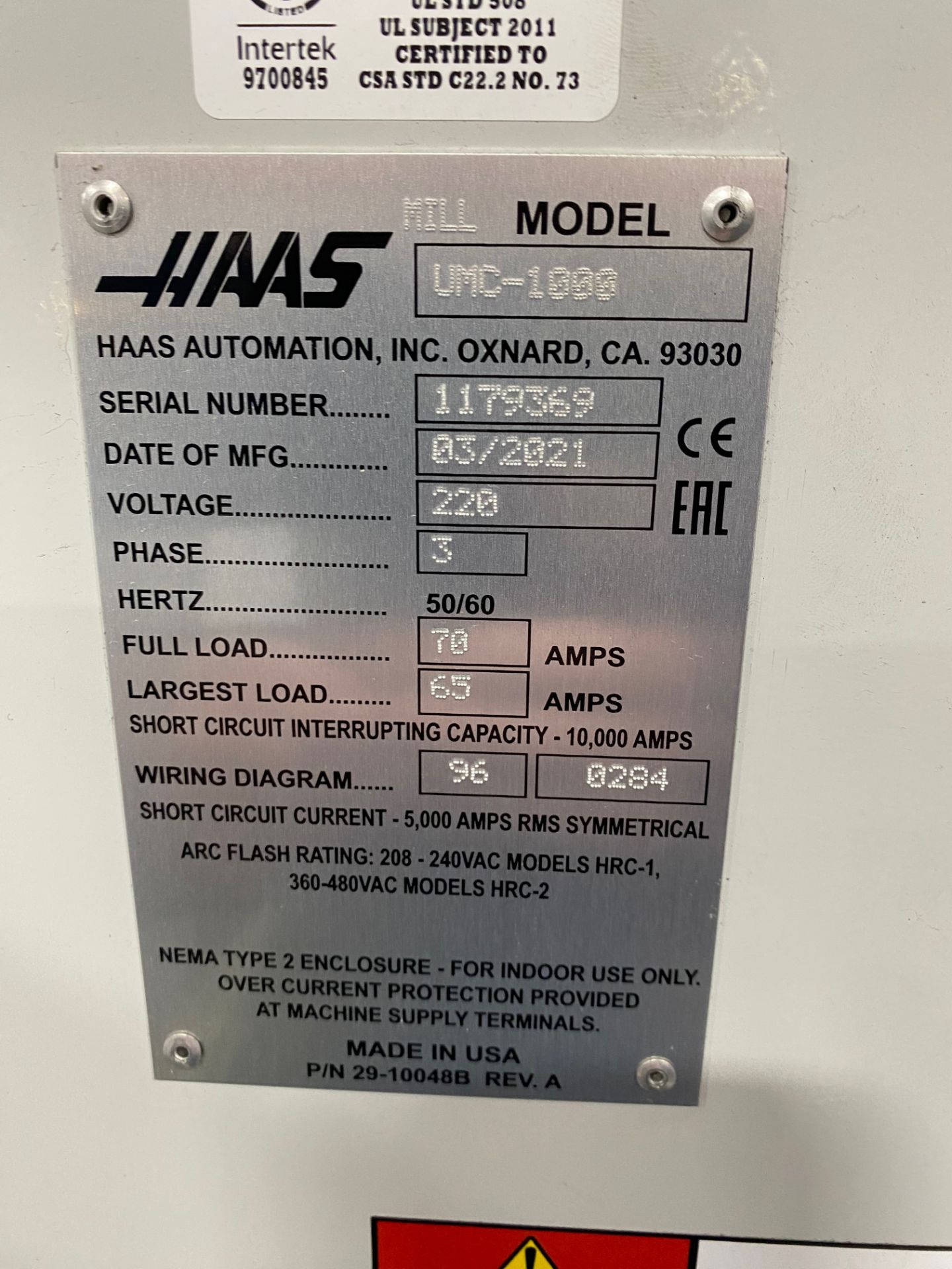 2021 HAAS UMC-1000 CNC Vertical Machining Center - Image 9 of 9