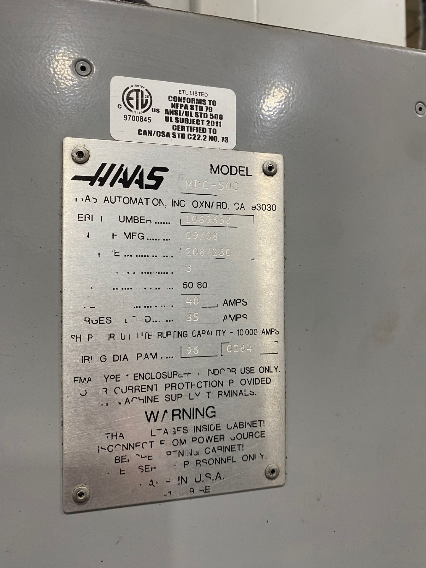 2008 HAAS MDC-500 4-AXIS HIGH-SPEED CNC VERTICAL MILL-DRILL MACHINING CENTER w/2-PALLET SHUTTLE - Image 5 of 13