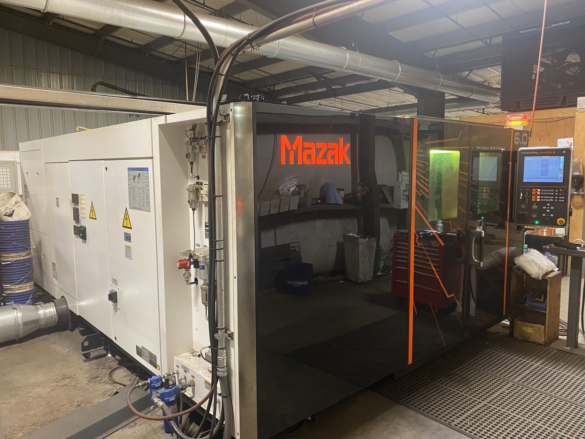 BULK BID - 2017 6KW MAZAK OPTIPLEX FIBER II LASER WITH DUST COLLECTOR AND NITROGEN GENERATOR