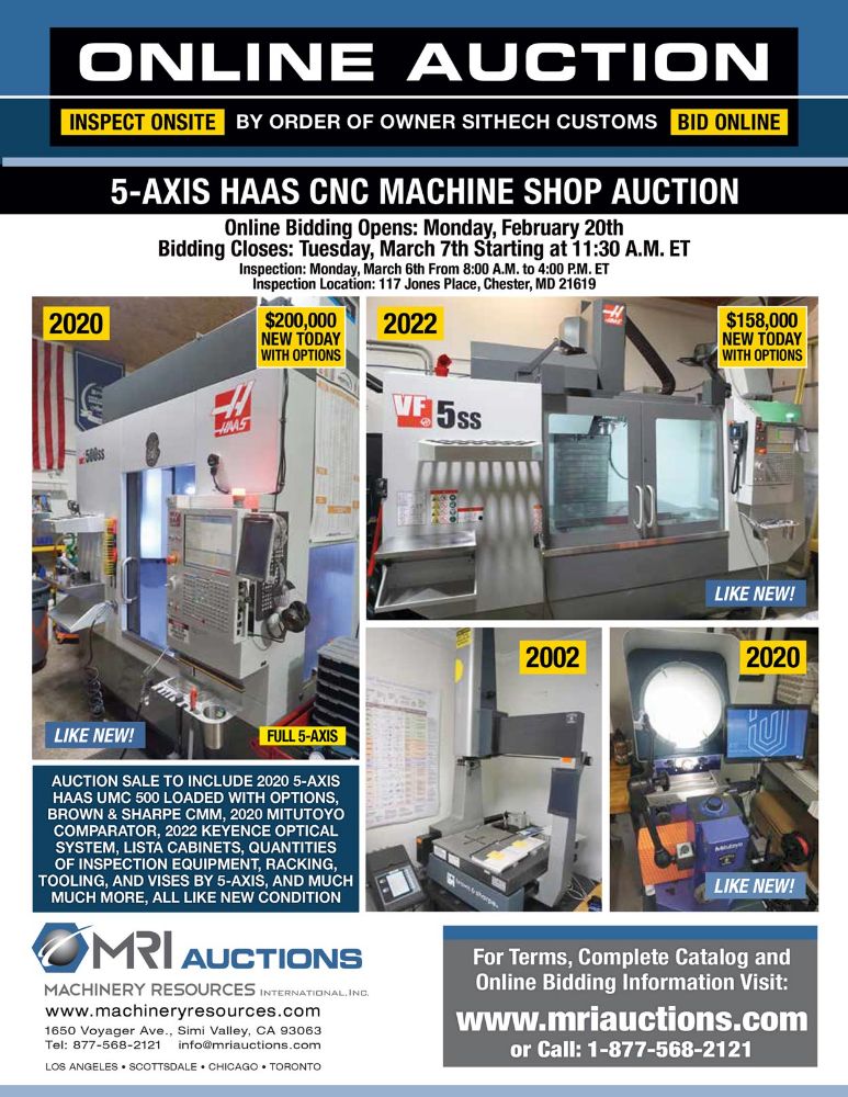 5-AXIS HAAS CNC MACHINE SHOP AUCTION - By Order Of Owner Sithech Customs