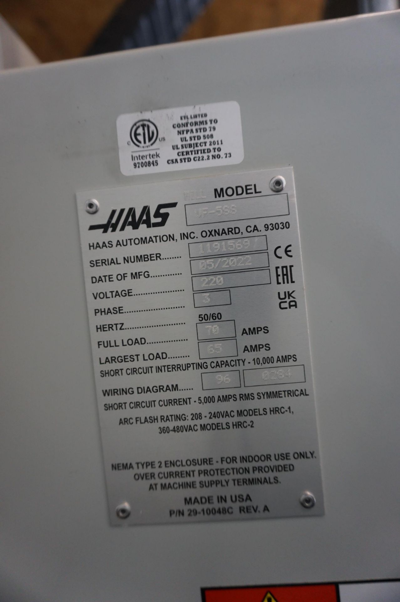 2022 HAAS VF-5SS VERTICAL MACHINING CENTER, - Image 17 of 17