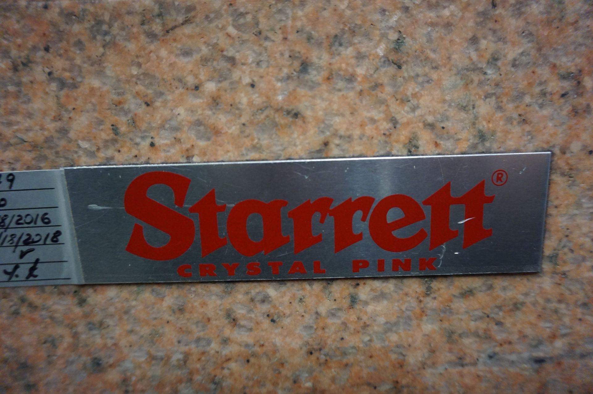 LOT TO INCLUDE: (1) STARRETT GRANITE SURFACE PLATE CRYSTAL PINK WITH STAND, 24" X 24" X 6", (1) - Image 2 of 3
