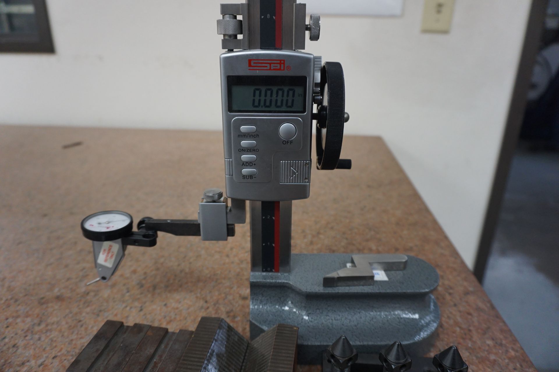 LOT TO INCLUDE: (1) SPI 12" DIGITAL HEIGHT GAGE WITH MISC. 1-2-3 BLOCKS AND V BLOCKS - Image 2 of 4