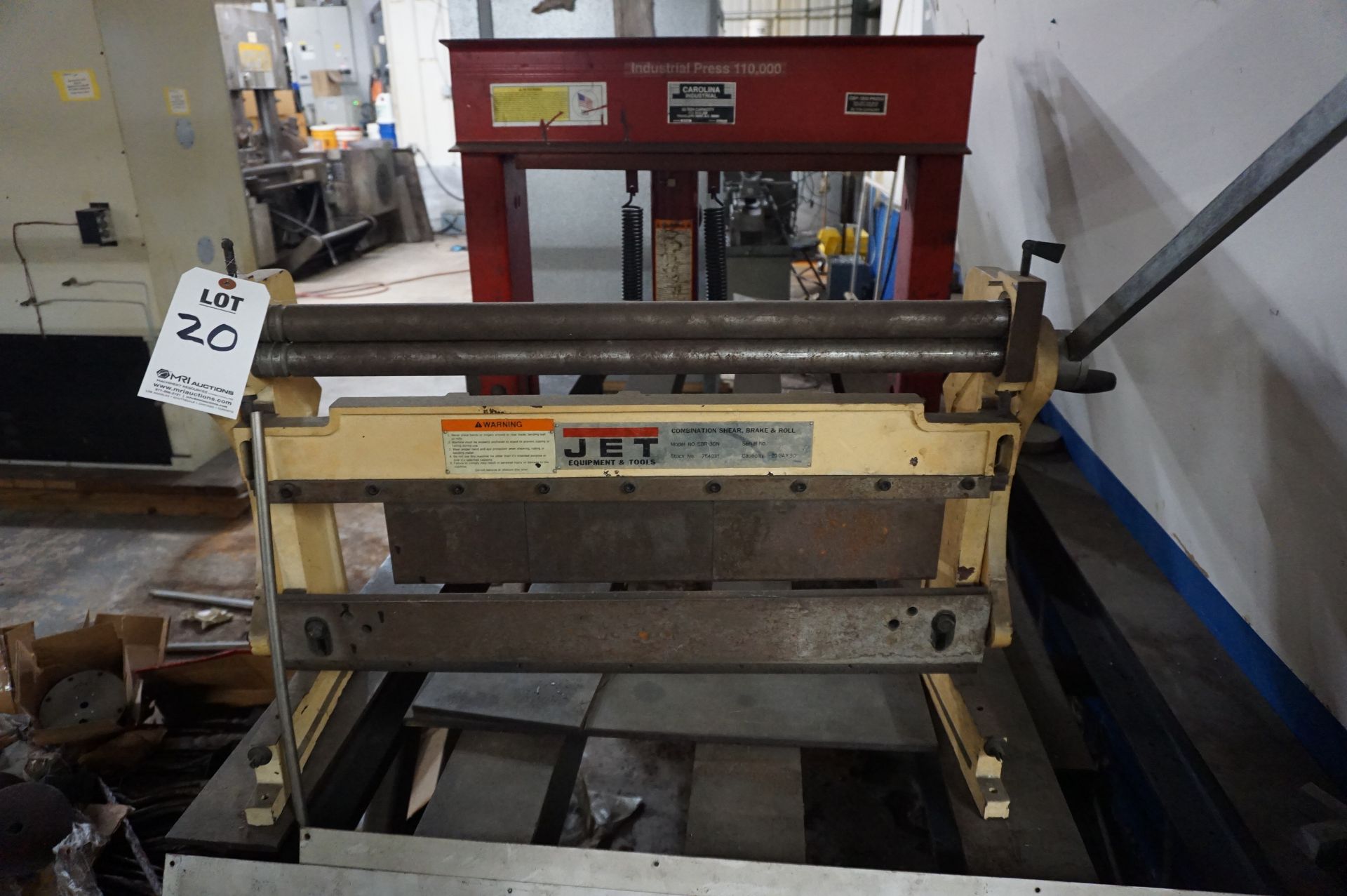 JET COMBINATION SHEAR, BRAKE, AND ROLL MODEL DBR-30N, STOCK 754031, CAPACITY 20 GA X 30"