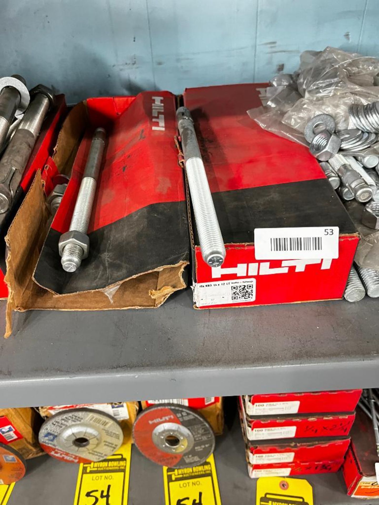 Shelf of Hilti Concrete Hardware; Shot Fasteners, Flat Split Bolts, Screw Shaft Concrete Bolts, & Mo - Image 6 of 8