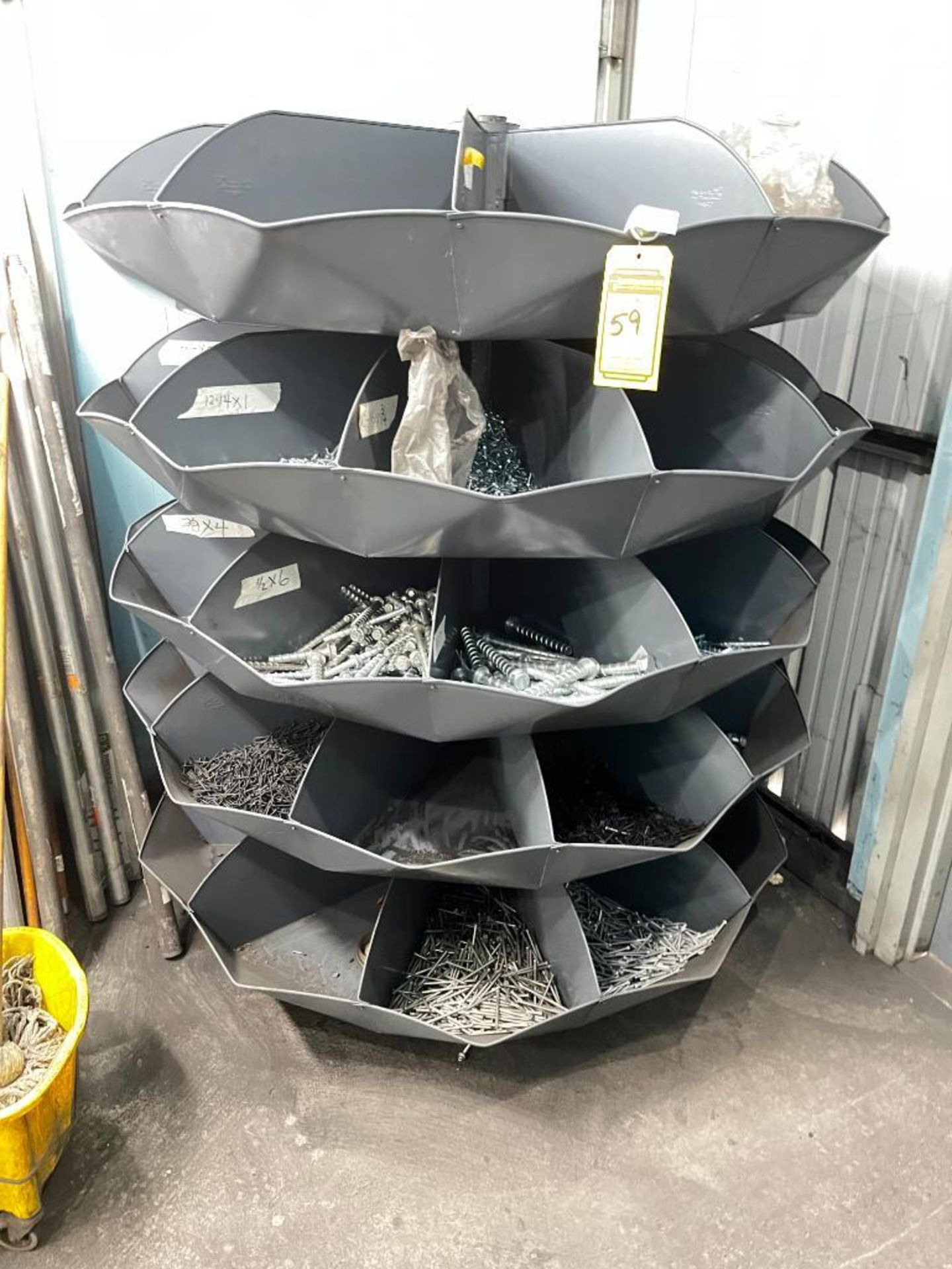 5-Tier Rotary Hardware Bin, Concrete Bolts, Up to 3/4", & Assorted