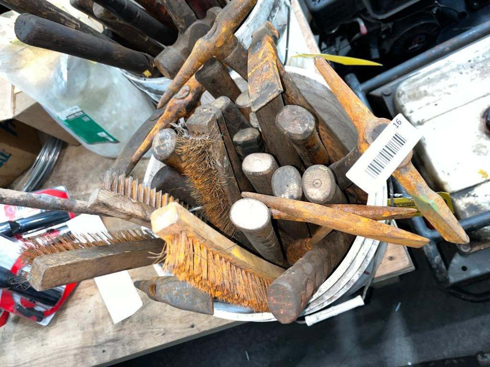 Bucket of Pick Axes, Brushes, & Assorted - Image 2 of 3