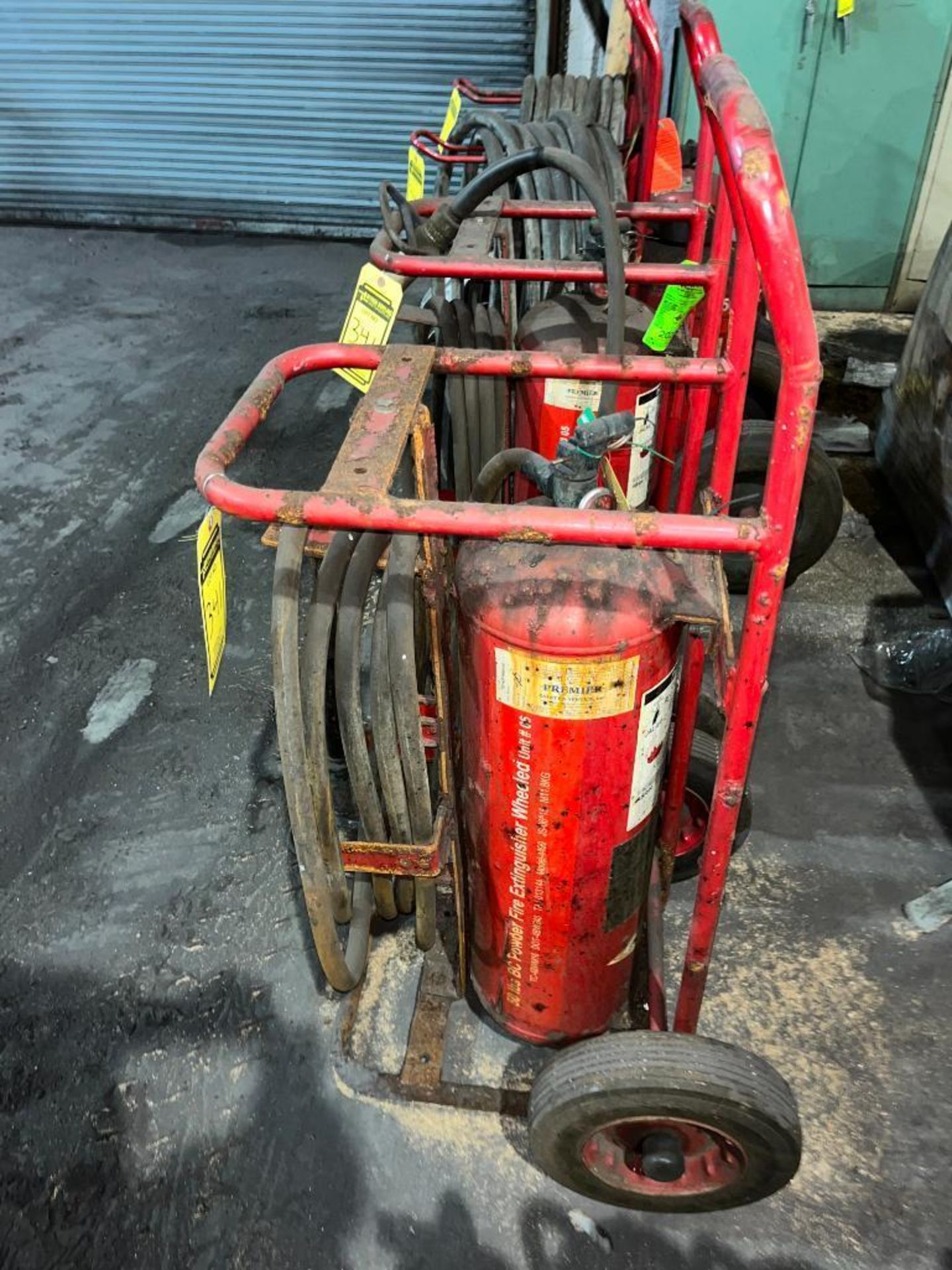 (4) 50 Lb. BC Powder Fire Extinguisher Wheeled Unit