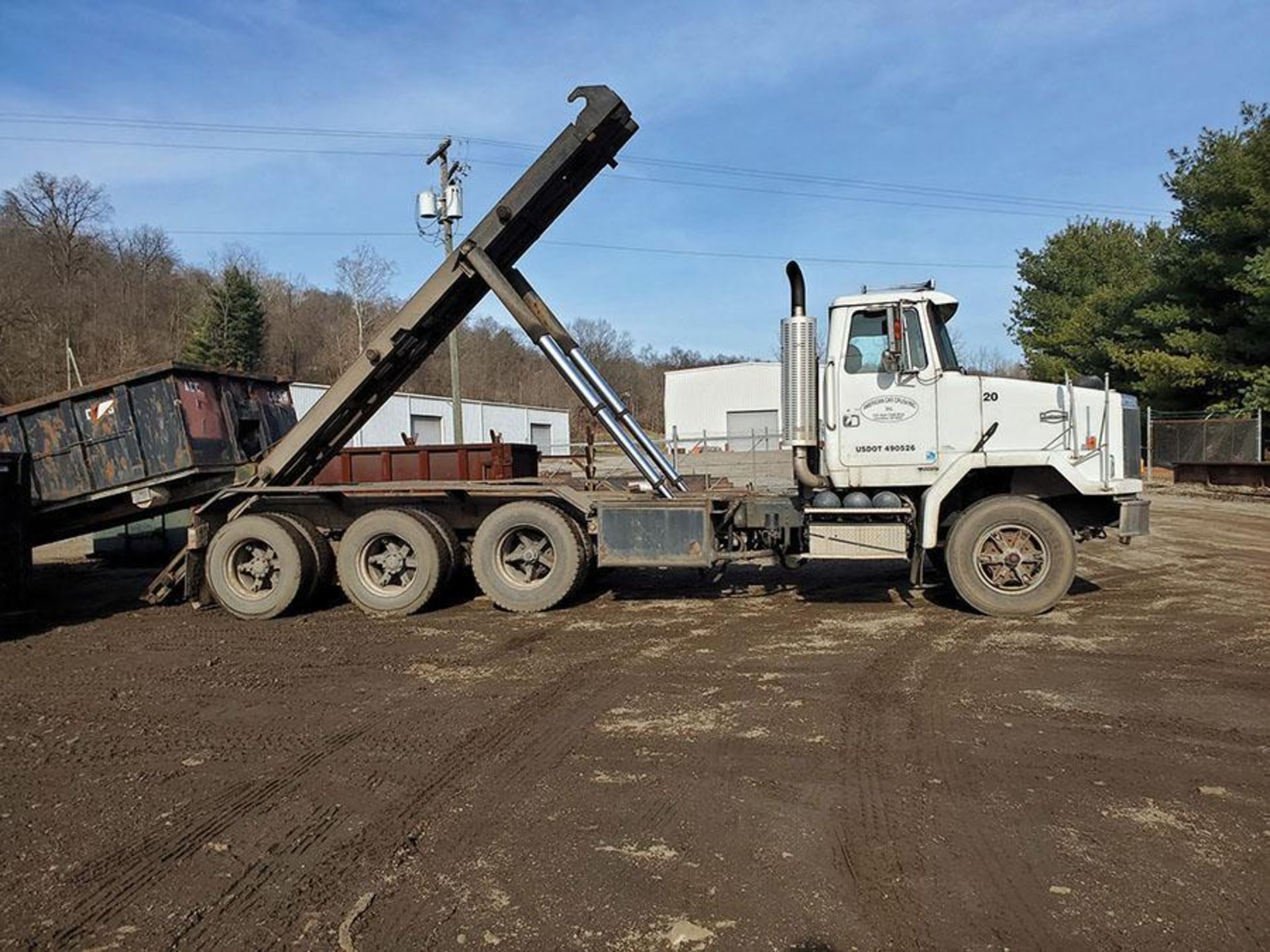 2001 Volvo Autocar Roll Off Truck, Tandem Axle w/ Single Tag Axle, Vin 4V5SC8RH51N311810, 88,160 GVW