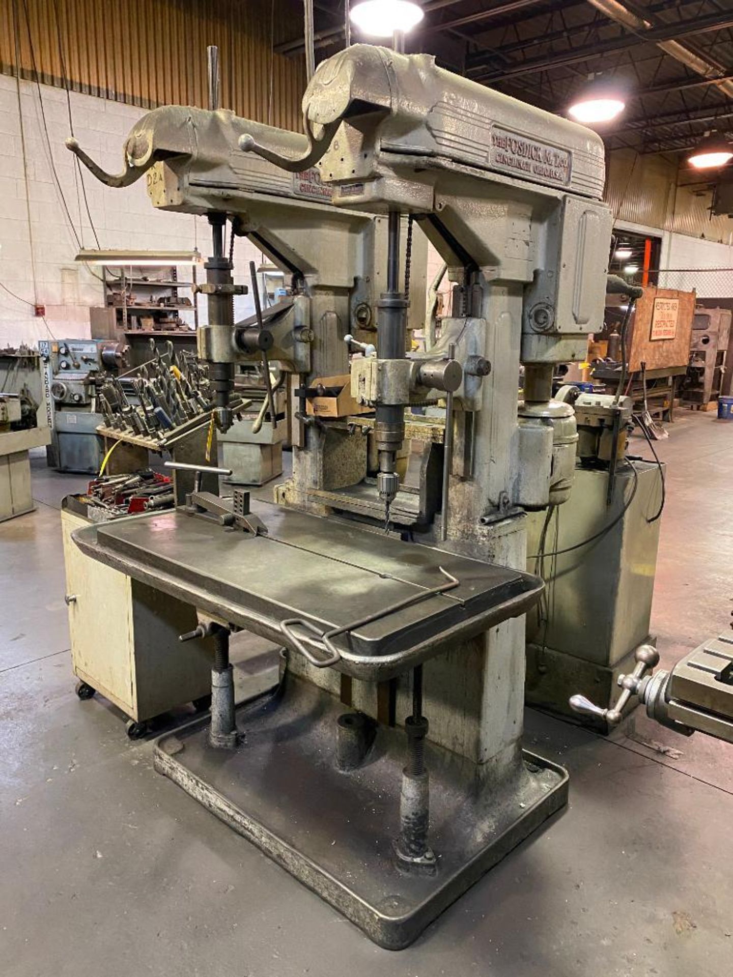 Fosdick Twin Spindle Drill Press, 48" x 24" Table