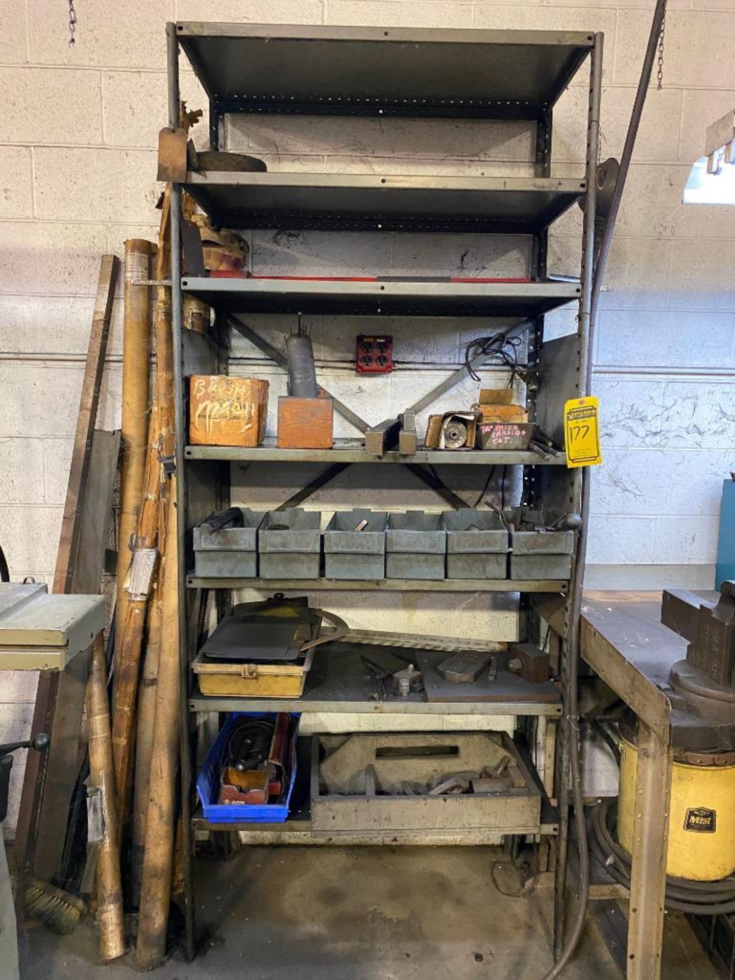 Butcher Block Workbench, 6' x 3', w/ 8" Bench-Vise, & Shelf w/ Content of Assorted Tools & Tooling - Image 2 of 5