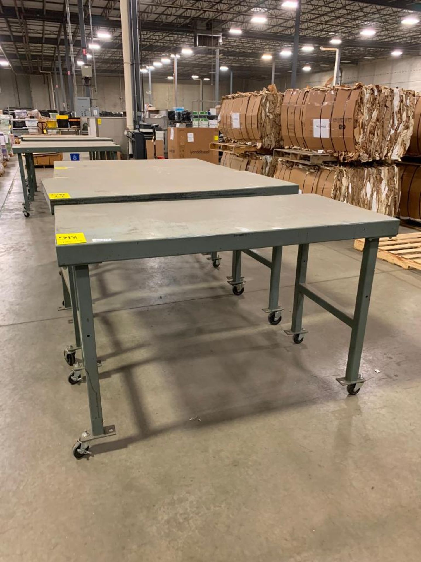 (9) Metal Tables on Casters, 30" x 60"
