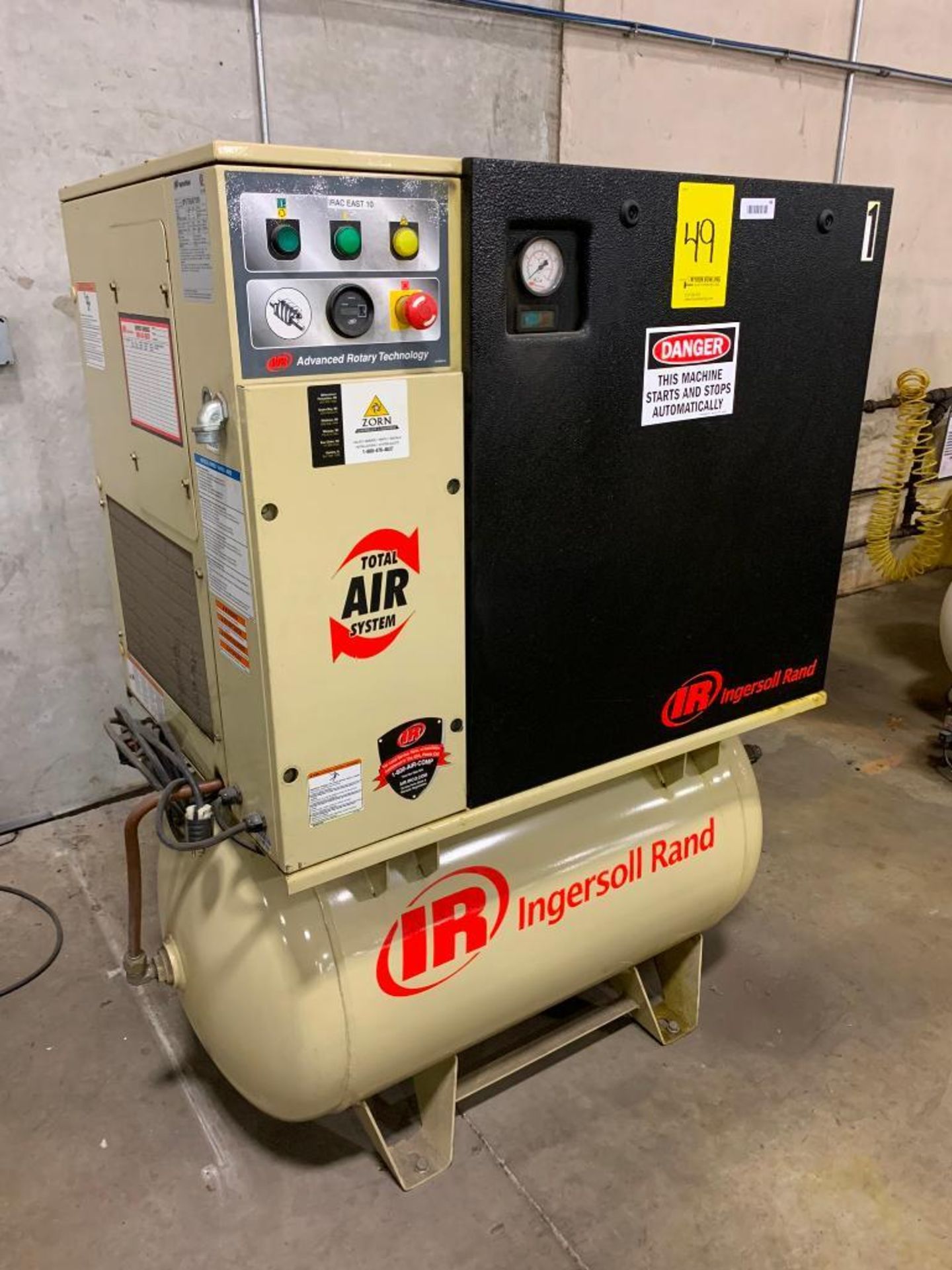 Ingersoll Rand 10 HP Air Compressor, Model UP6-10TAS-125 WDR, S/N UP5736UO7109, 125 PSIG