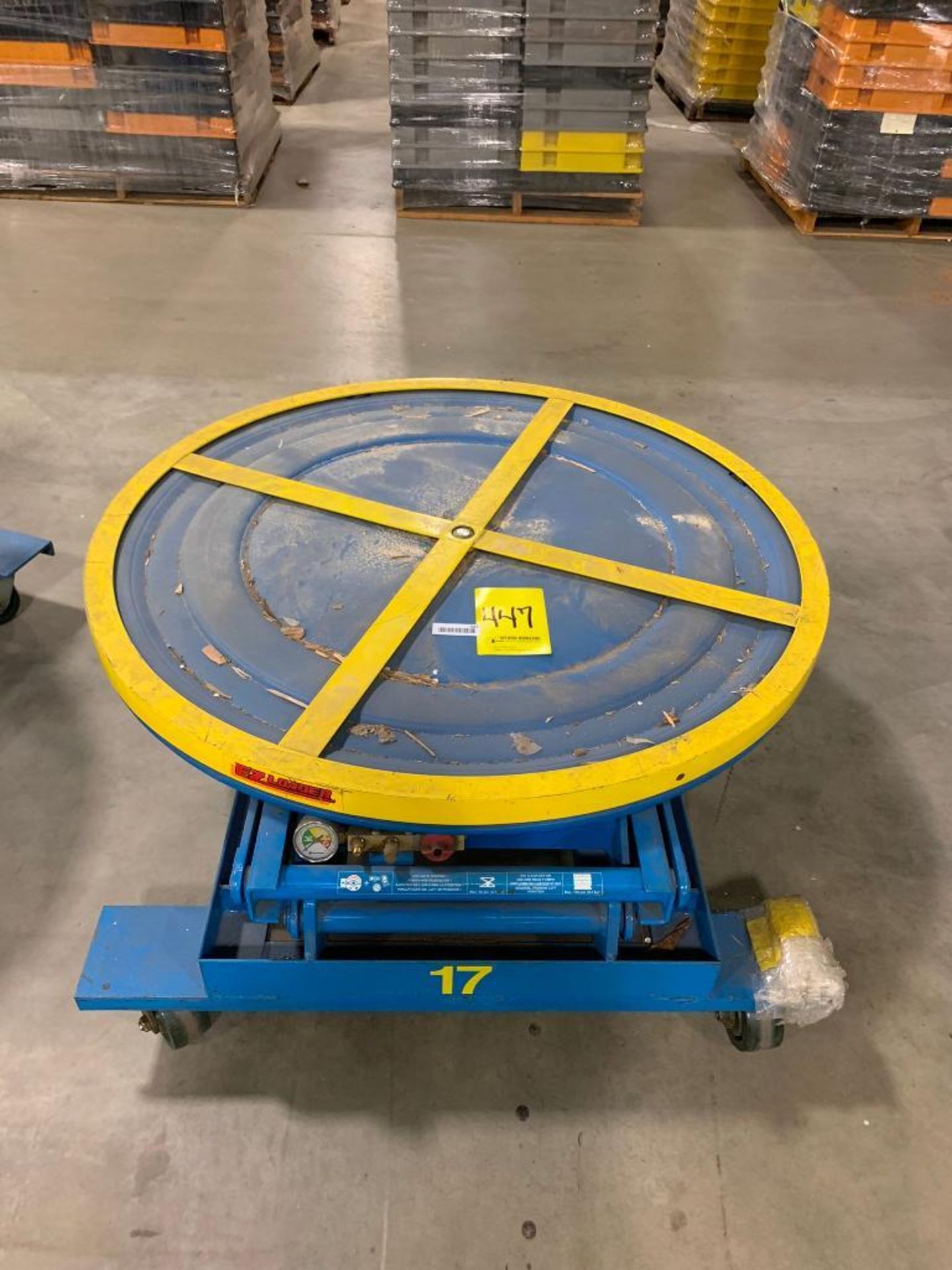 Bishamon Lift Tables, Model EZ-30, 3,000-LB. Capacity, 43" Diameter, Air Actuated