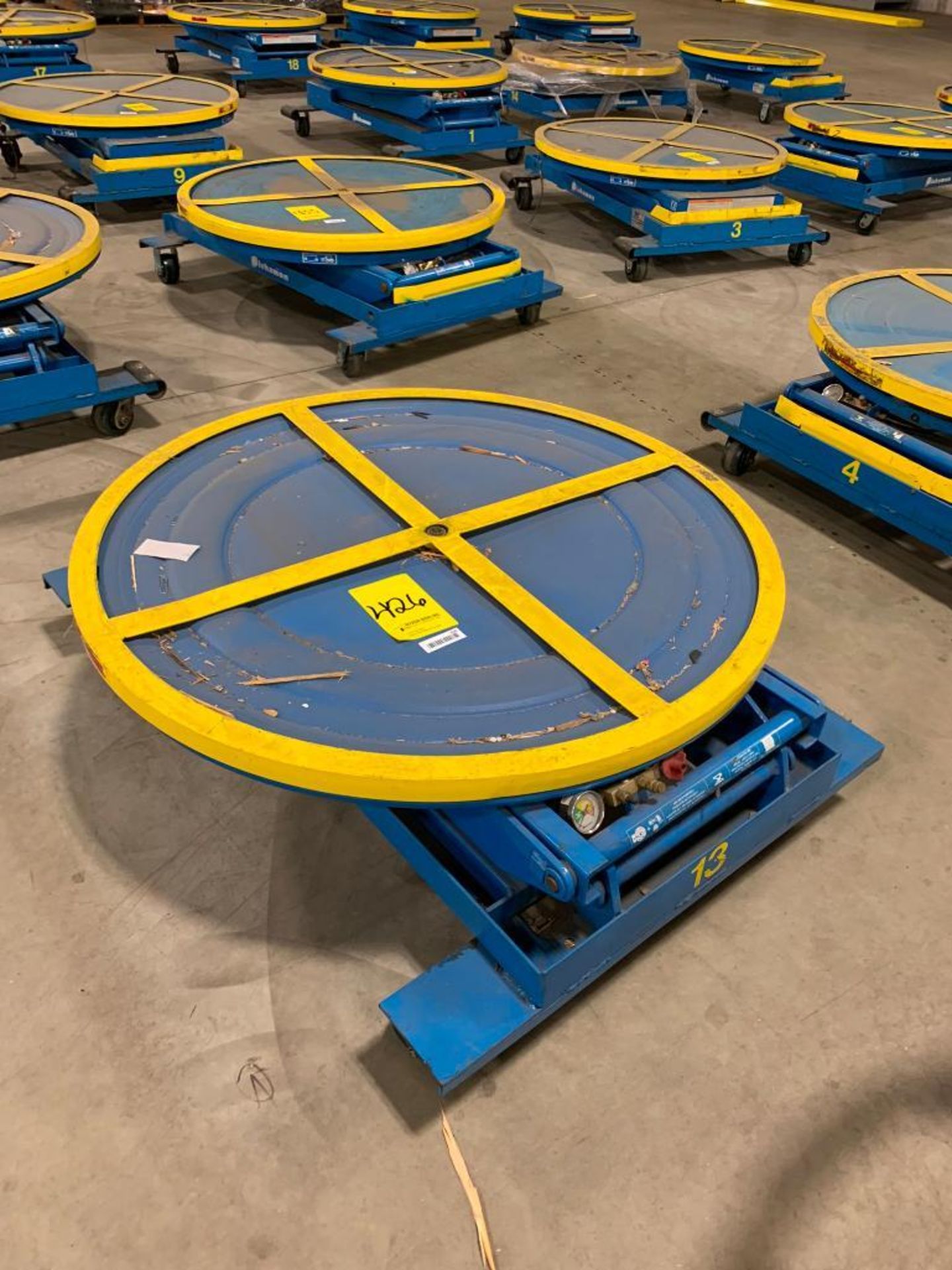 Bishamon Lift Tables, Model EZ-30, 3,000-LB. Capacity, 43" Diameter, Air Actuated