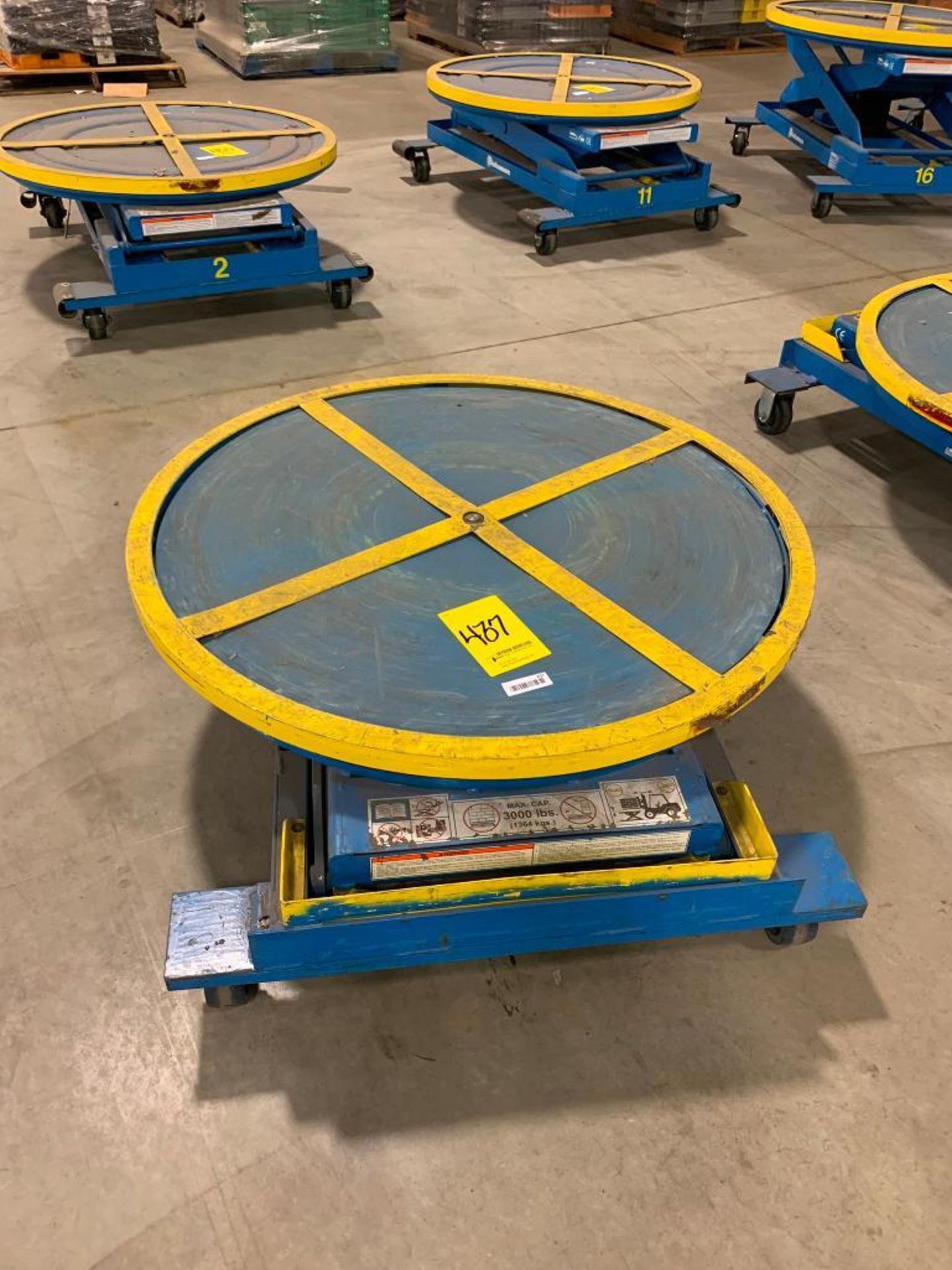 Bishamon Lift Tables, Model EZ-30, 3,000-LB. Capacity, 43" Diameter, Air Actuated