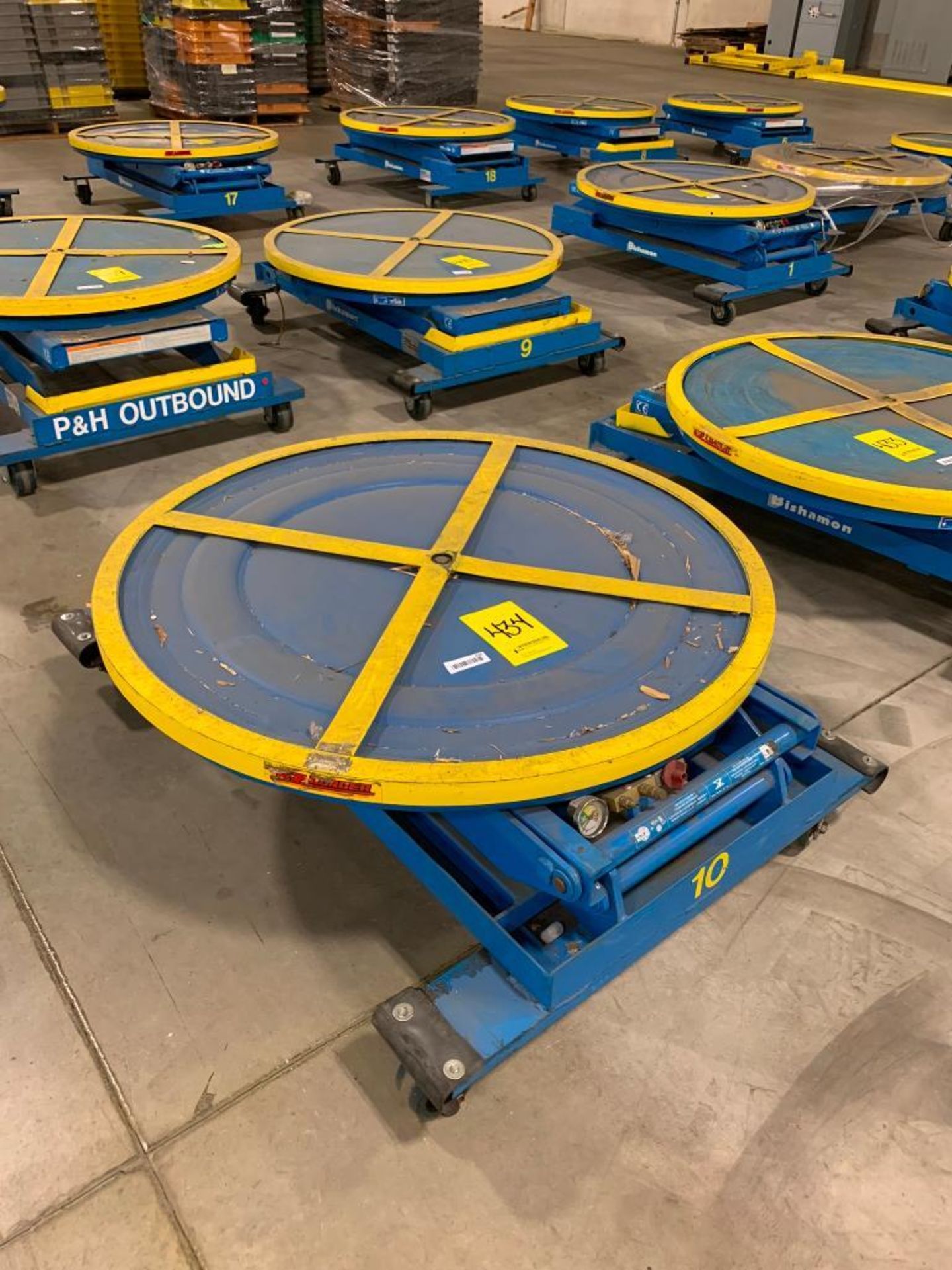 Bishamon Lift Tables, Model EZ-30, 3,000-LB. Capacity, 43" Diameter, Air Actuated