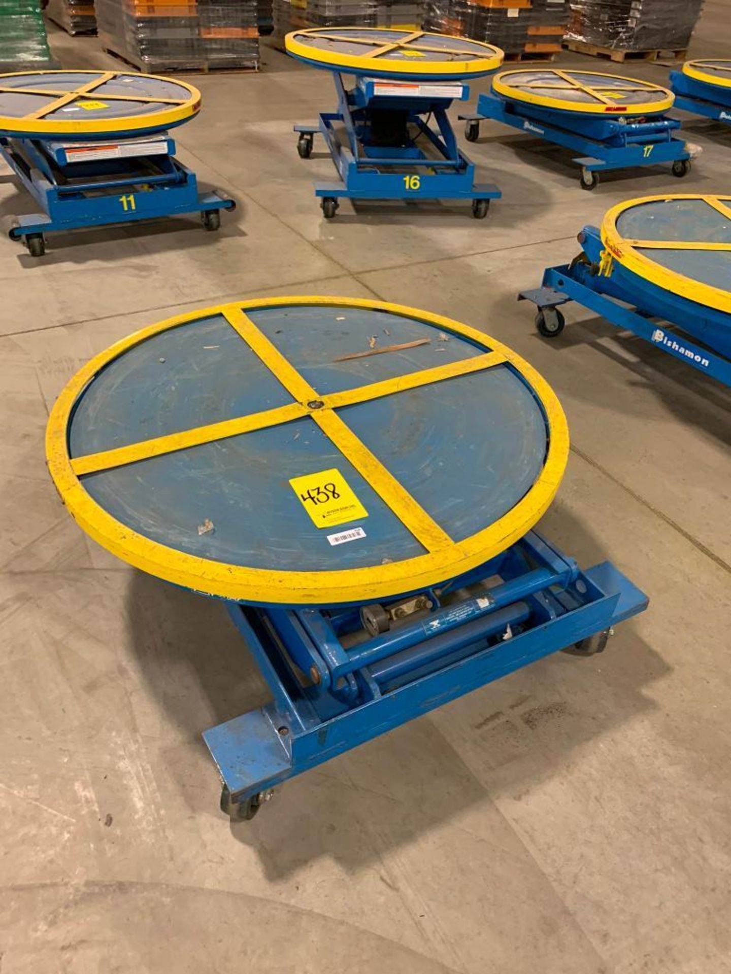 Bishamon Lift Tables, Model EZ-30, 3,000-LB. Capacity, 43" Diameter, Air Actuated