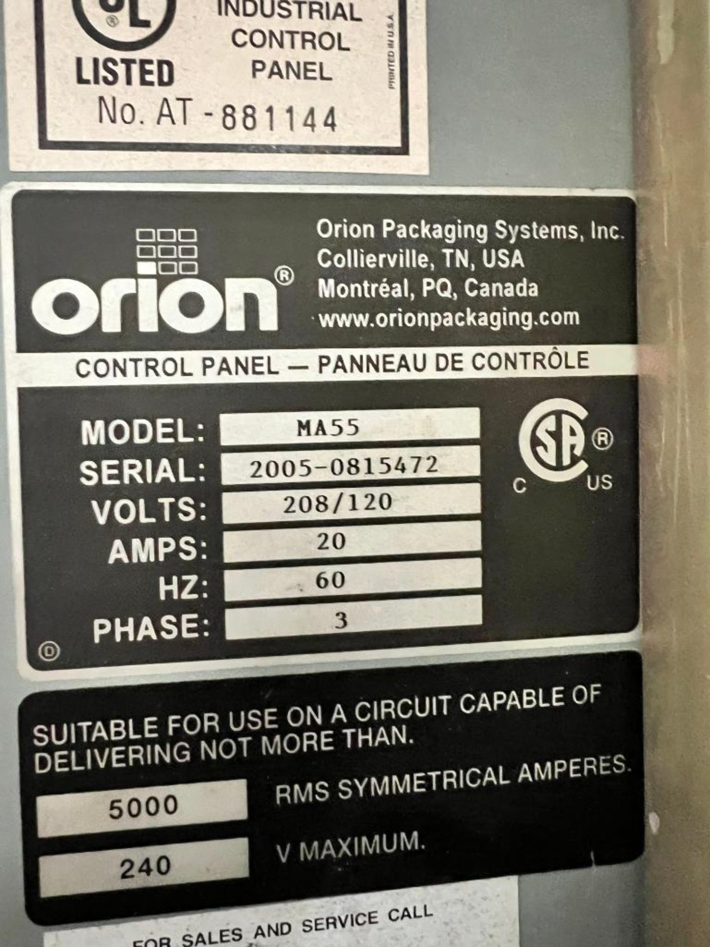 2005 Orion Fully Automated Stretch Wrapper w/ Built-In Mettler Toledo Digital Scale, Model MA55, S/N - Image 5 of 5