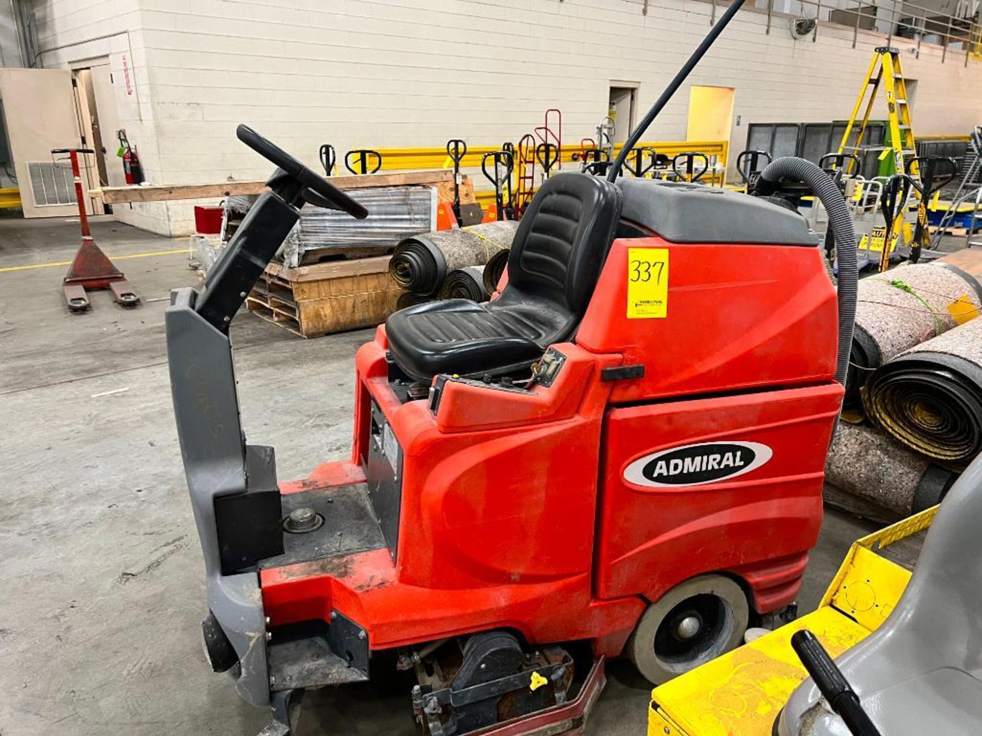 Powerboss Admiral Narrow Aisle Floor Scrubber, Model ADMER32PLUS, 36 V, S/N 17060402, 325 Hrs.