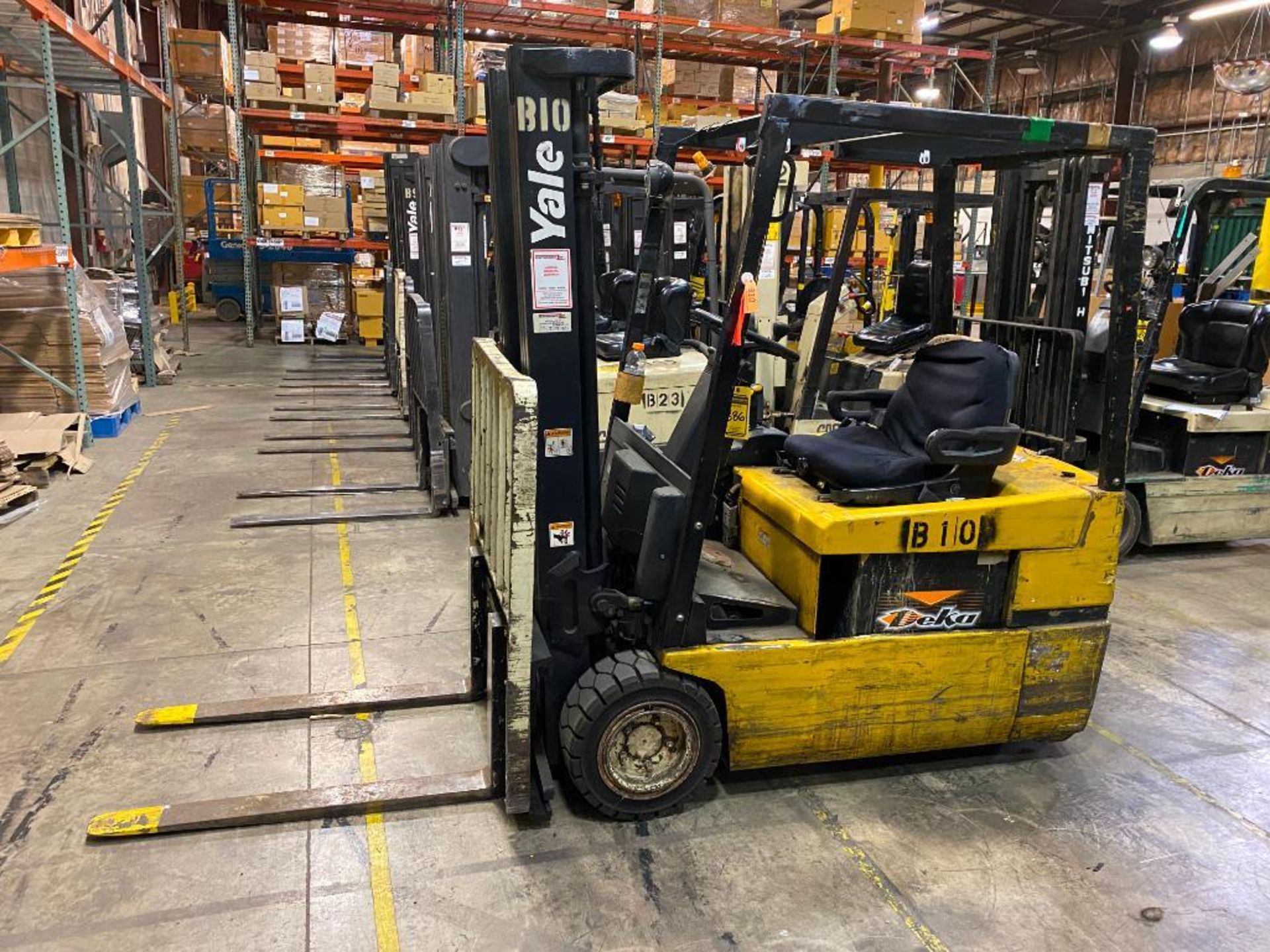 Yale 3,000-LB. Capacity 3-Wheel Electric Forklift, Model ERP040TFN36SE082, S/N B807N01727U, Lever Sh