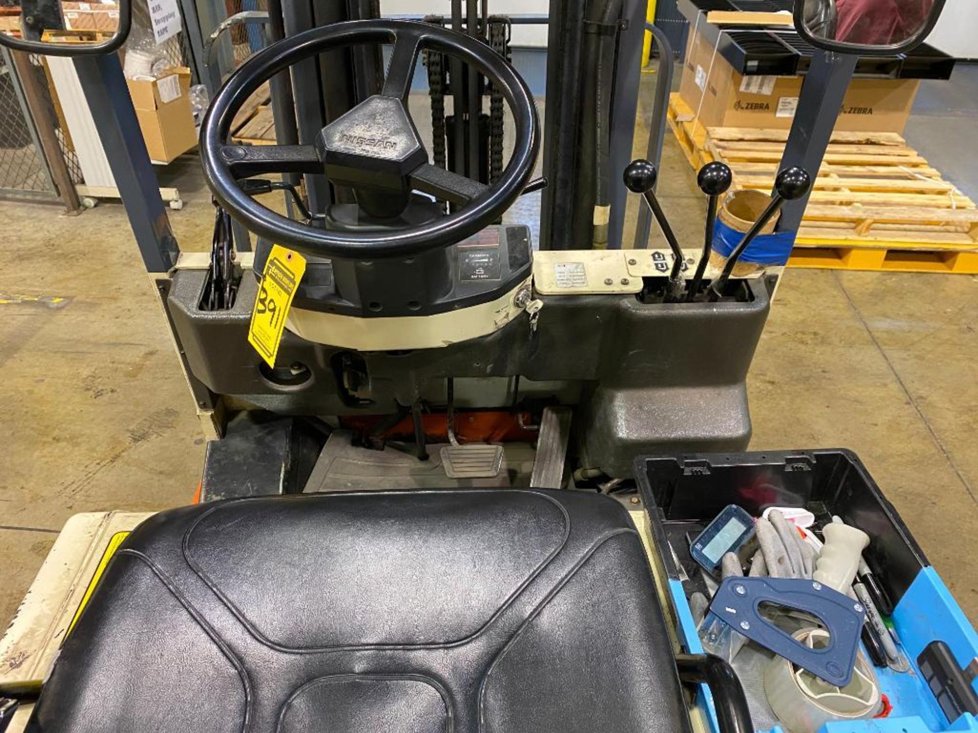 Nissan 3,000-LB. Capacity 3-Wheel Electric Forklift, Model TN01L15V, S/N N01-700014, Lever Shift Tra - Image 5 of 5