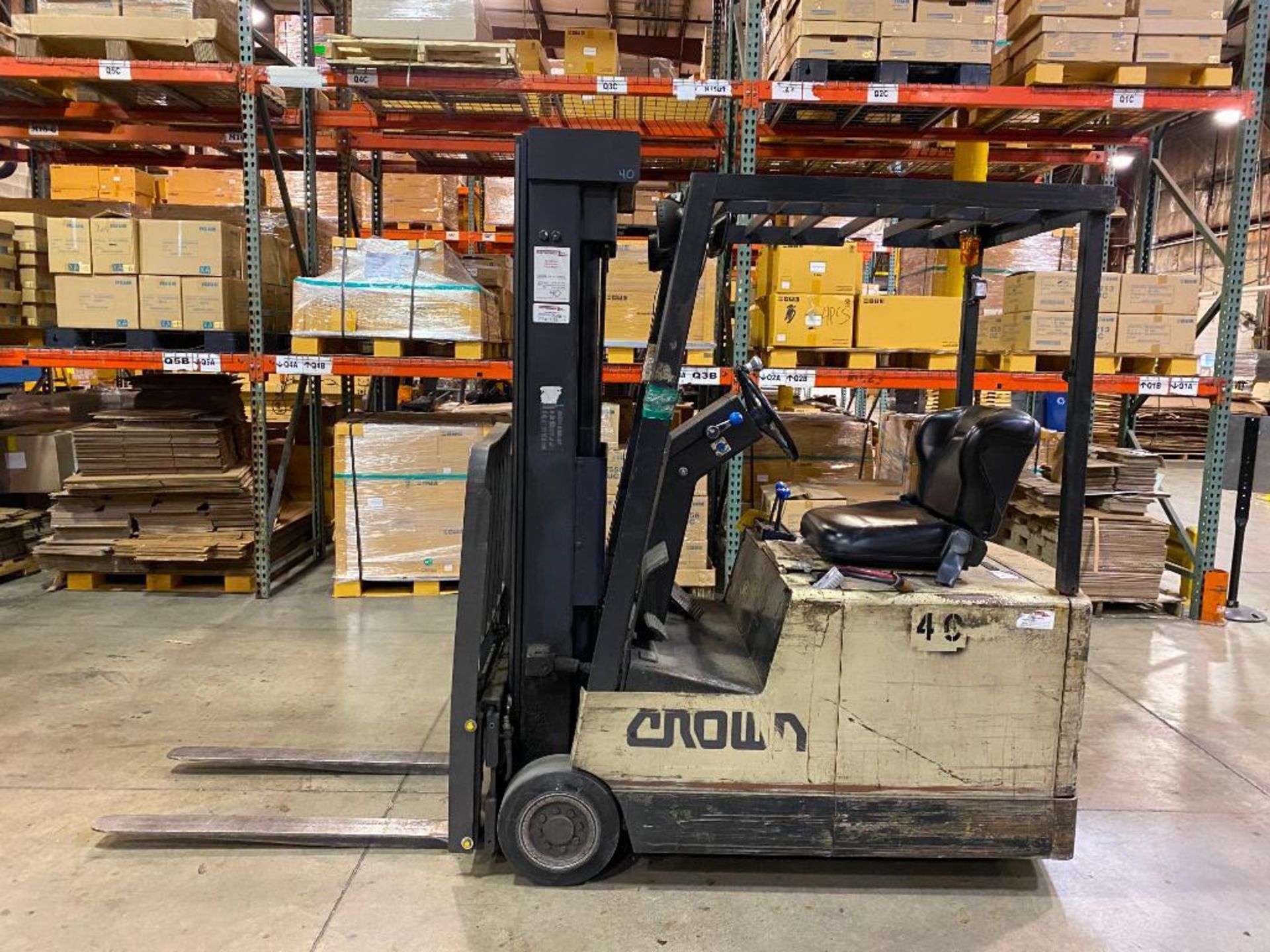 Crown 3,000-LB. Capacity 3-Wheel Electric Forklift, S/N A205481, Lever Shift Transmission, 36 V Batt