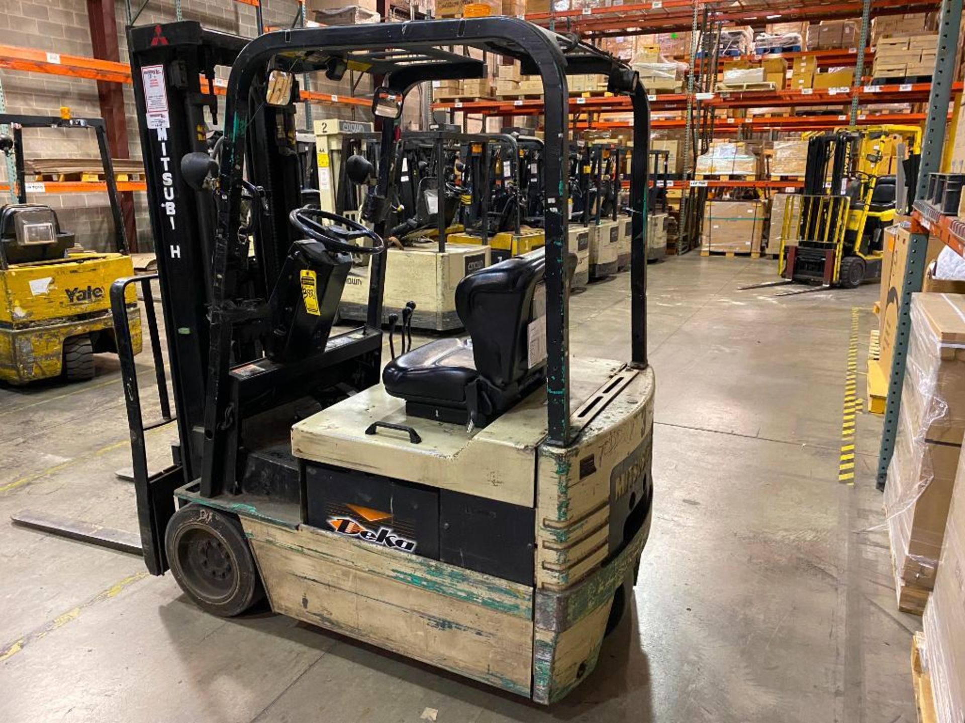 Mitsubishi 3,000-LB. Capacity 3-Wheel Electric Forklift, Model FBS15-36V, S/N 1AN00676, Lever Shift - Image 2 of 5