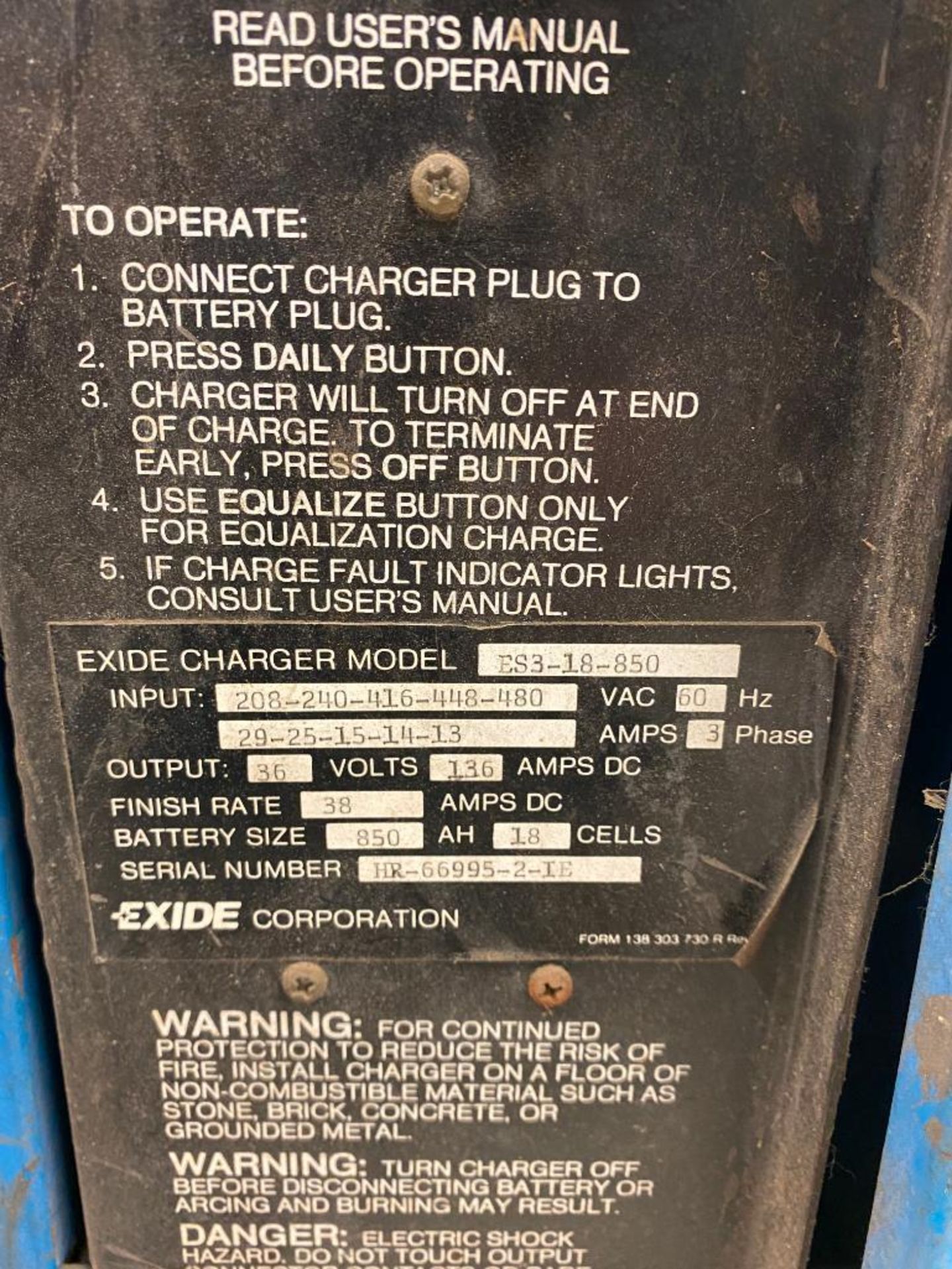 Exide System 3000 36 V Battery Charger - Image 2 of 3