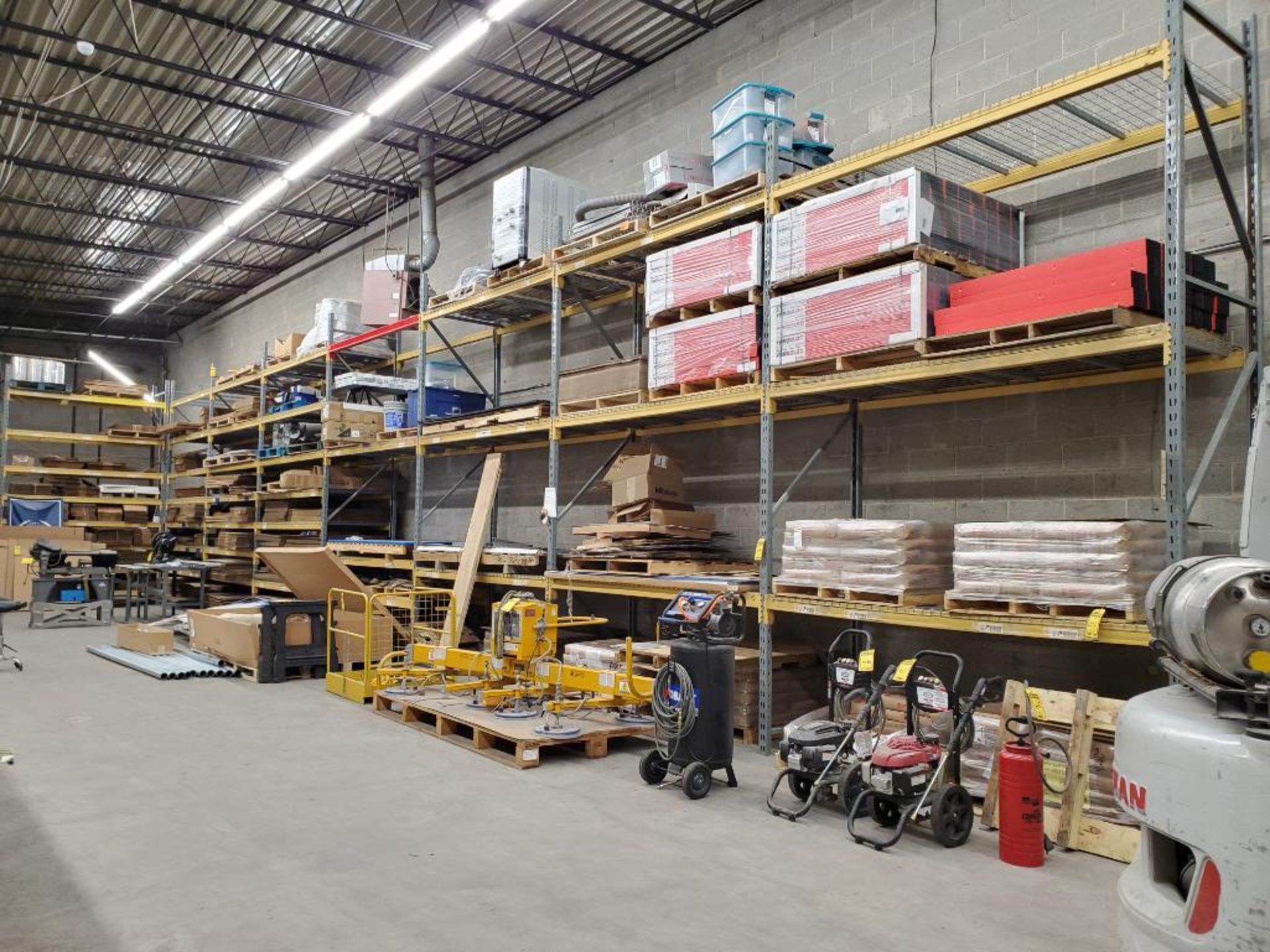 (8x) Sections of Slot-Lock Pallet Racking; (10) 180" X 42" Uprights, (92) 106" X 4" Beams, Wire Mesh