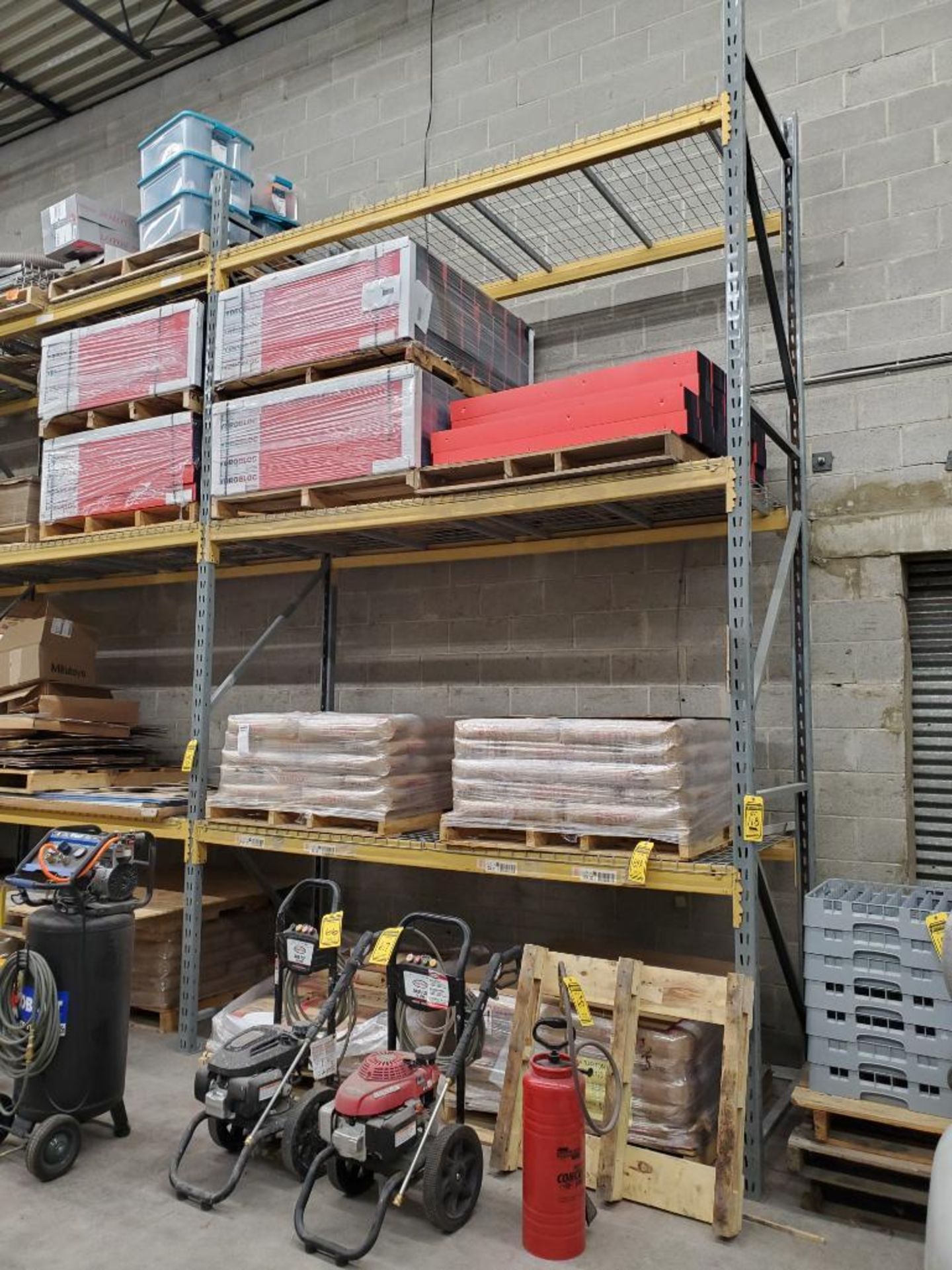 (8x) Sections of Slot-Lock Pallet Racking; (10) 180" X 42" Uprights, (92) 106" X 4" Beams, Wire Mesh - Image 2 of 8