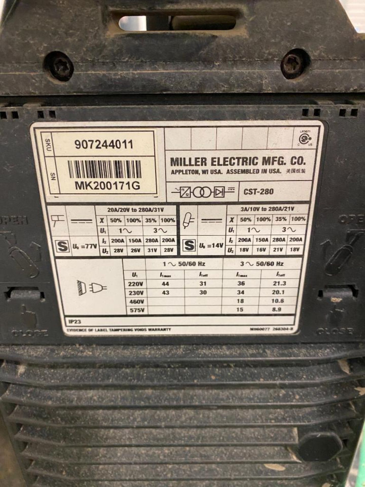 4-Cell Miller Welding Skid, S/N MK210069G, (4) Miller CST 280 ARC Welding Power Supplies, S/N Mk2001 - Image 5 of 5