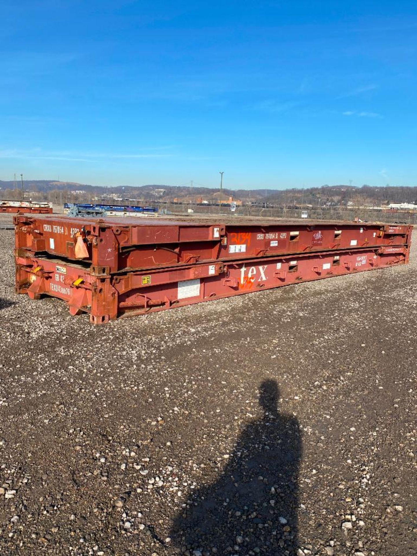 Transport Stacker/ Flatrack, 40' x 8' x 6'6" Spring Loaded Flip Up Uprights, Wood Deck, 24" Thicknes - Image 2 of 8