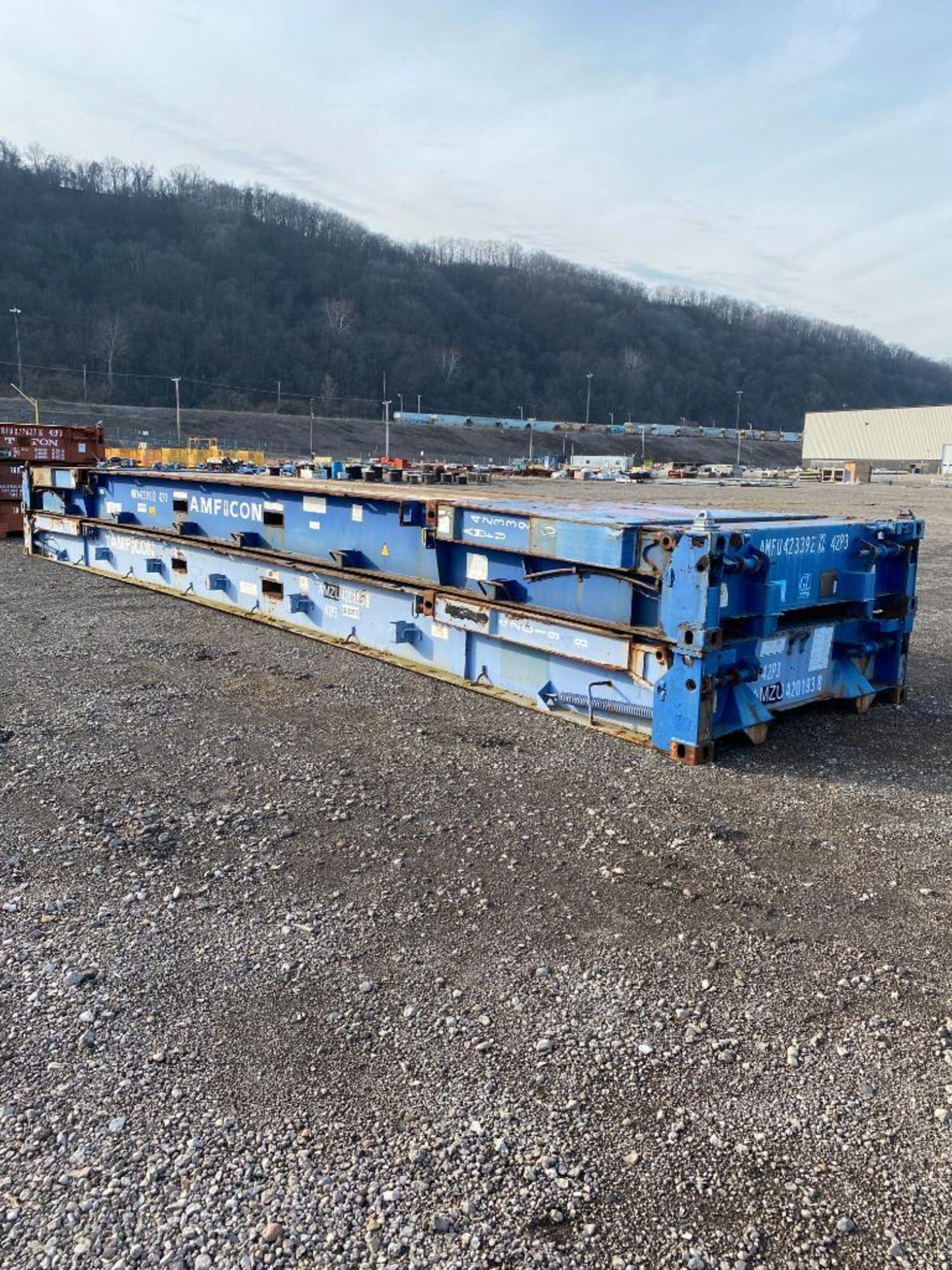 (2) Transport Stackers/ Flatracks, 40' x 8' x 6'6" Spring Loaded Flip Up Uprights, Wood Deck, 24" Th - Image 4 of 12
