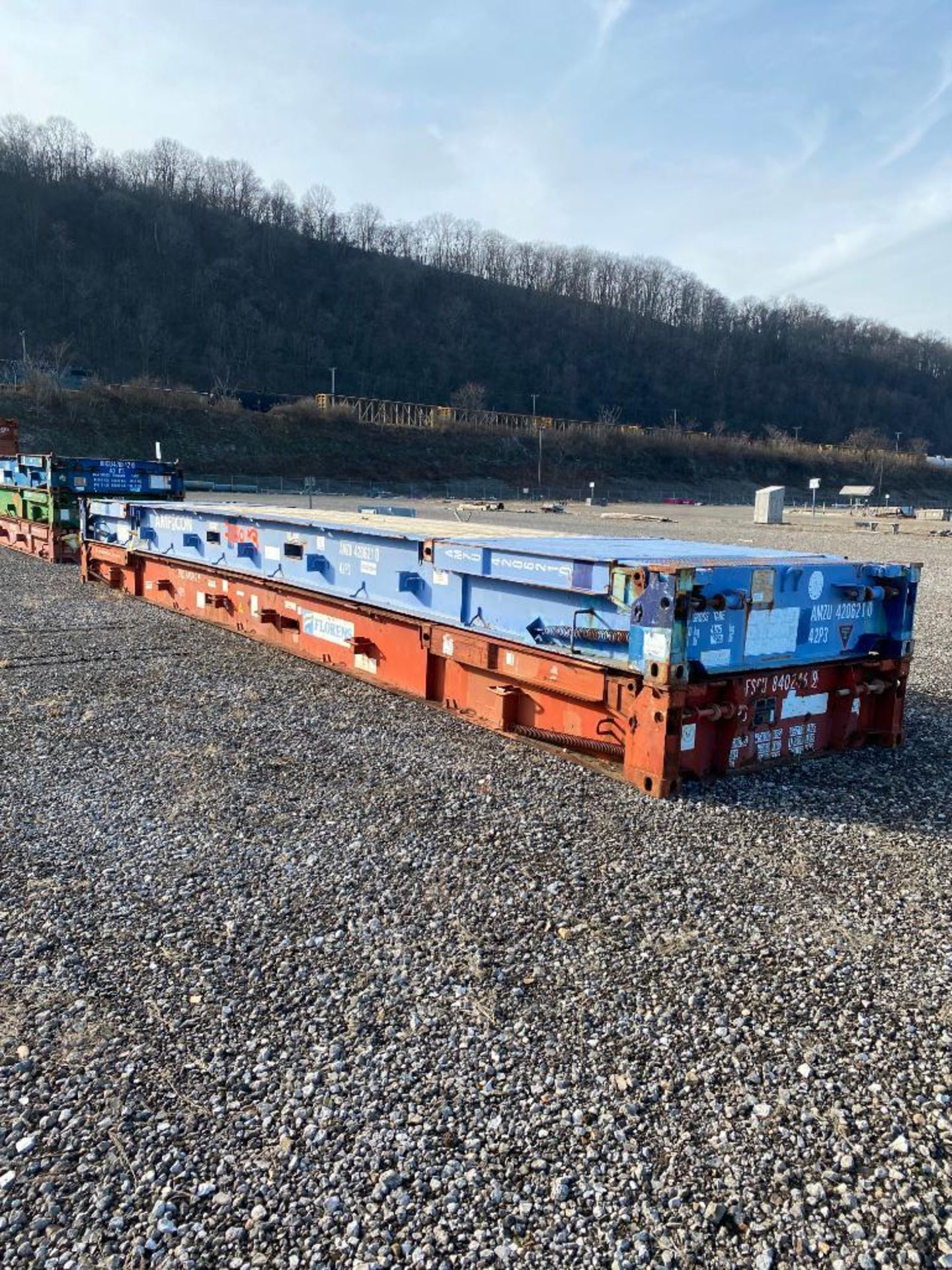 (2) Transport Stackers/ Flatracks, 40' x 8' x 6'6" Spring Loaded Flip Up Uprights, Wood Deck, 24" Th - Image 2 of 10